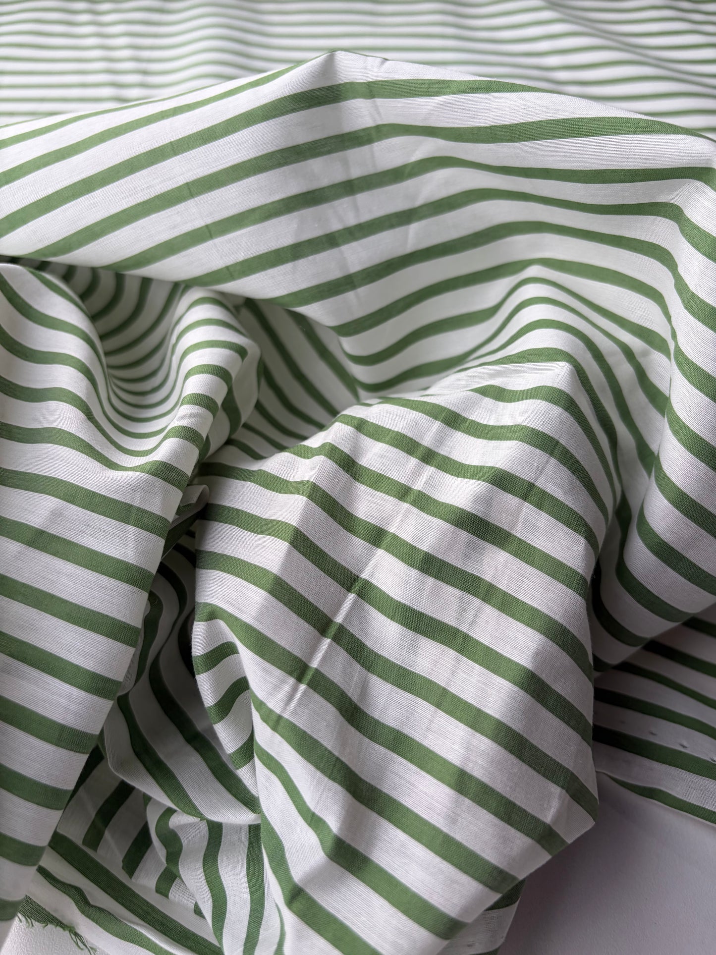 PC AMBRE 011 colourwoven cotton voile stripes white/green