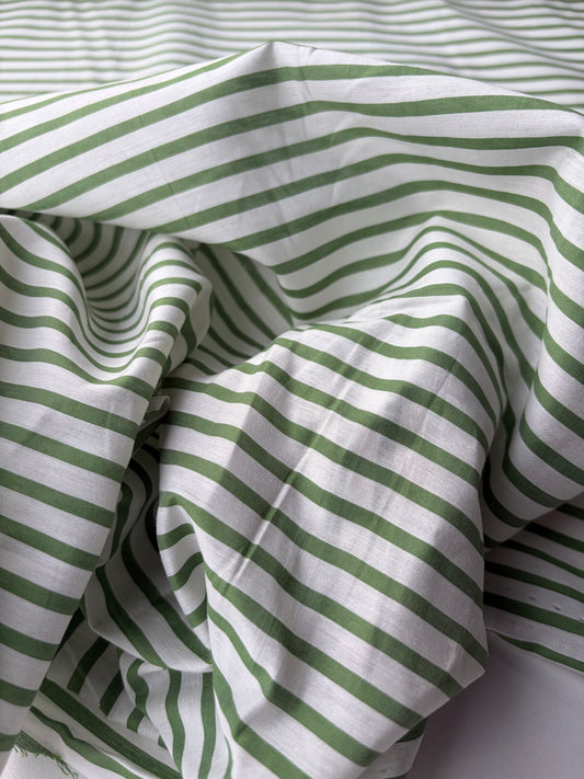 AMBRE 011 colourwoven cotton voile stripes white/green
