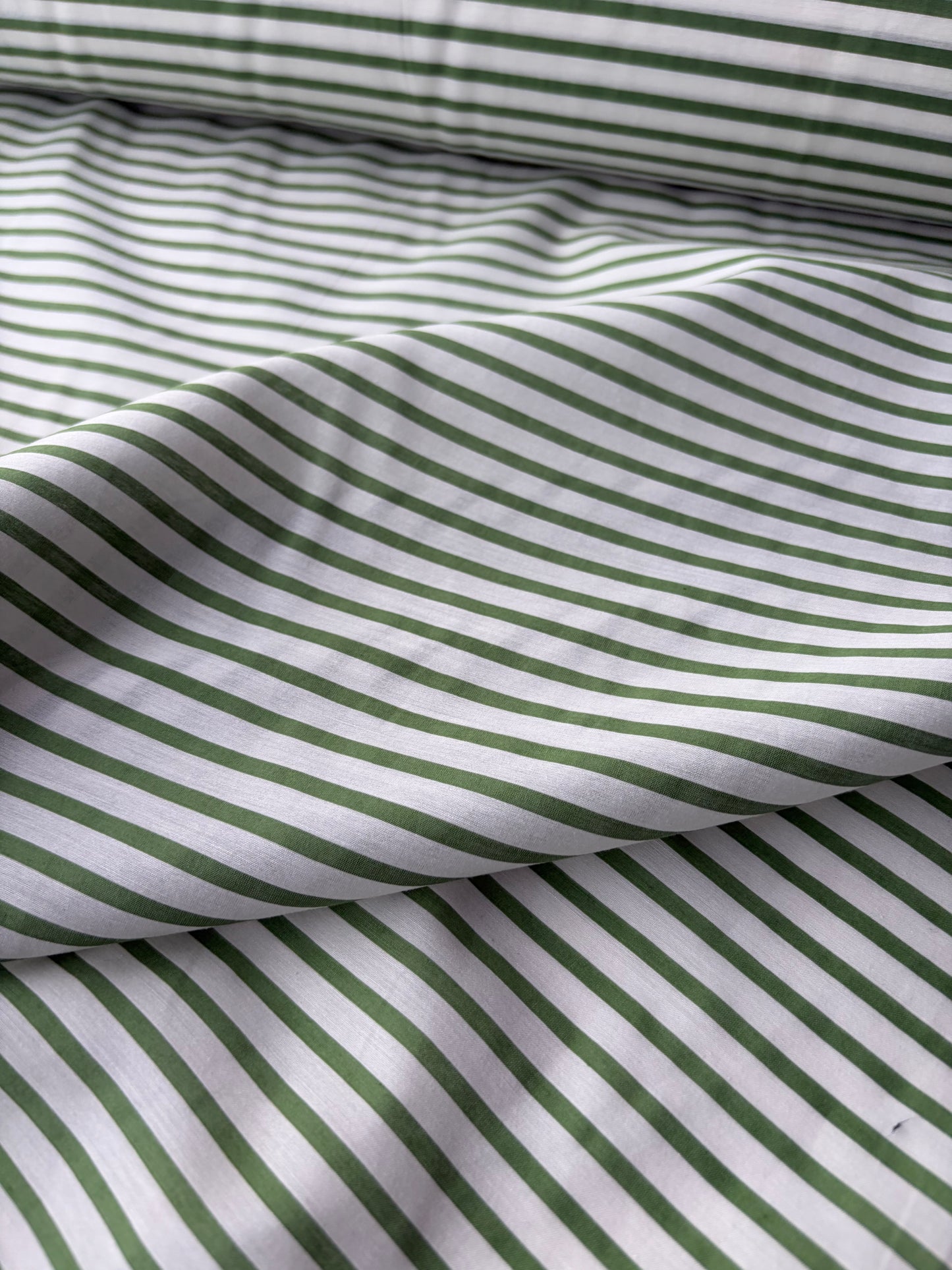 PC AMBRE 011 colourwoven cotton voile stripes white/green