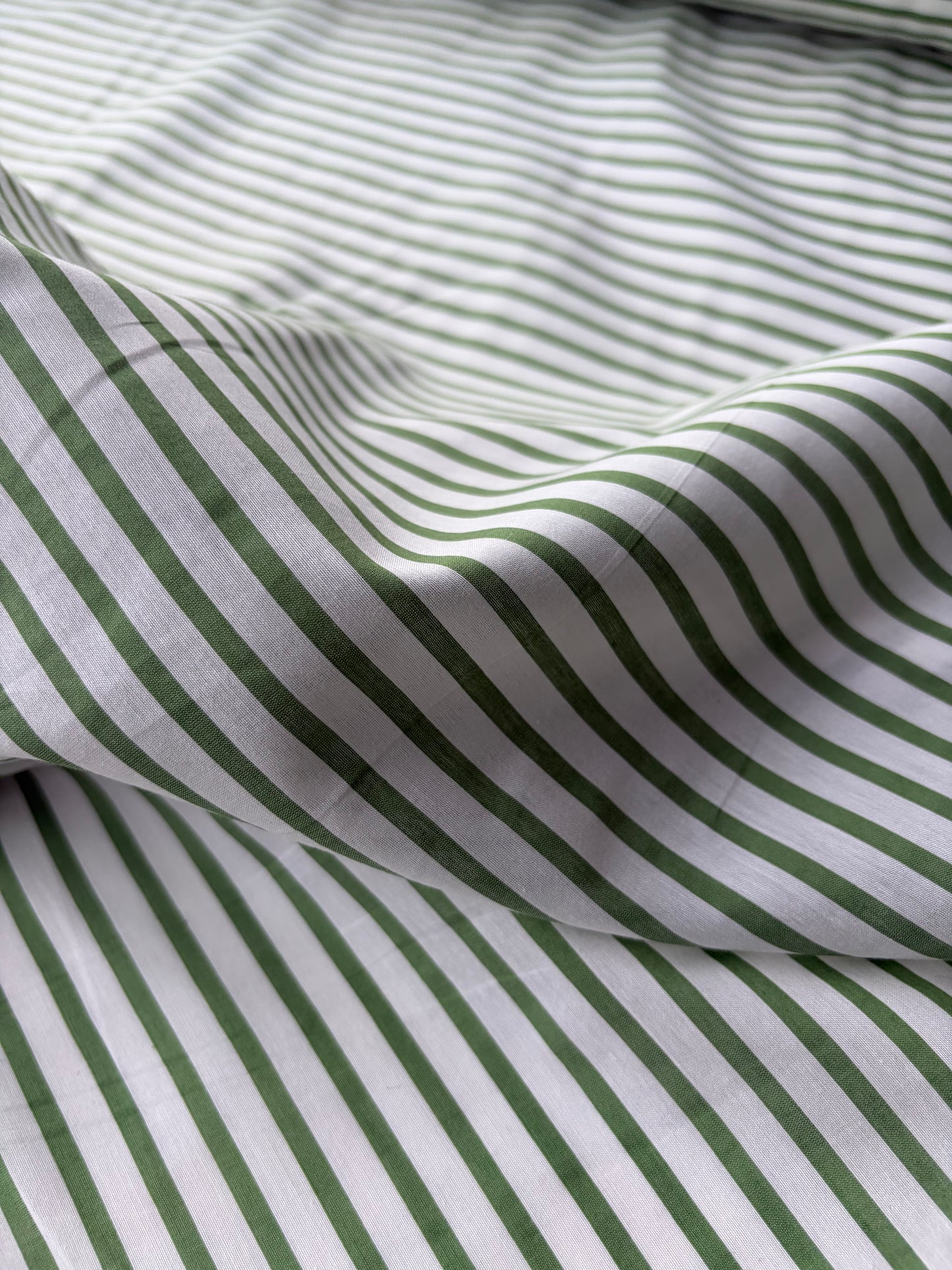 PC AMBRE 011 colourwoven cotton voile stripes white/green