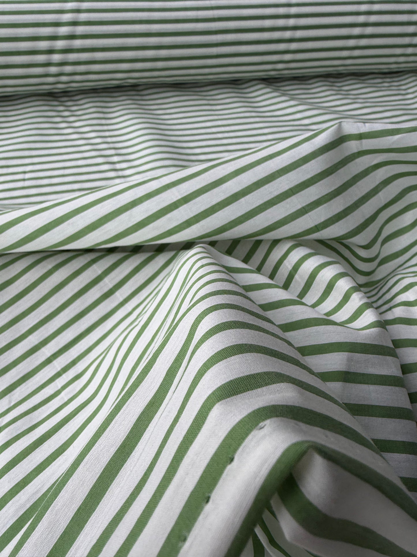 PC AMBRE 011 colourwoven cotton voile stripes white/green