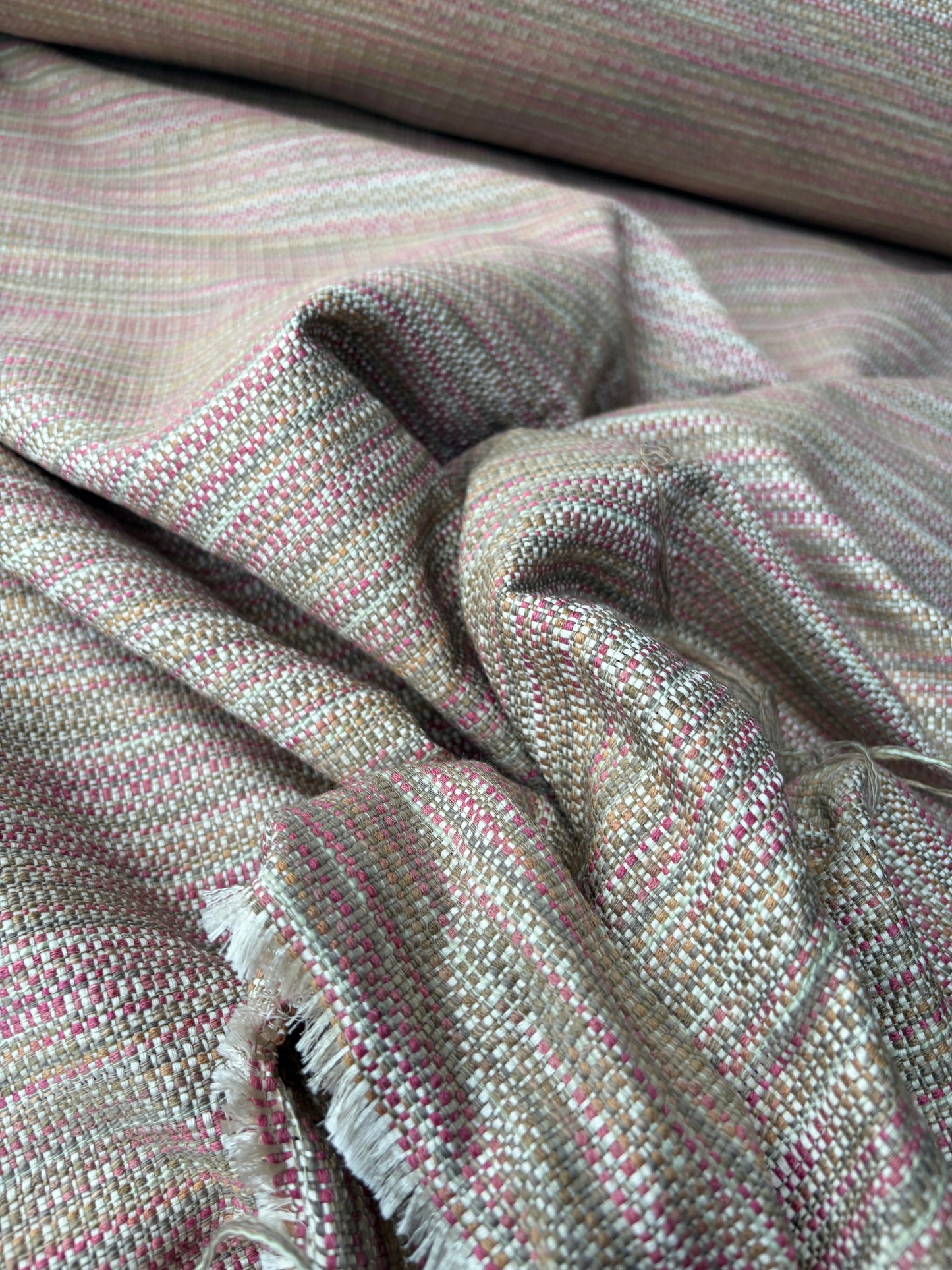 PC AMBRE 018 striped jacquard sand/soft pink