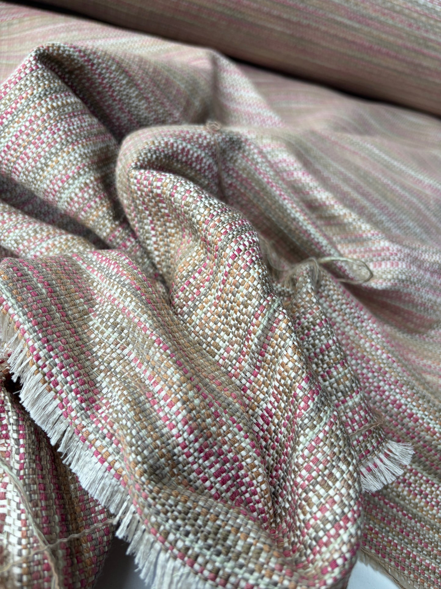 PC AMBRE 018 striped jacquard sand/soft pink