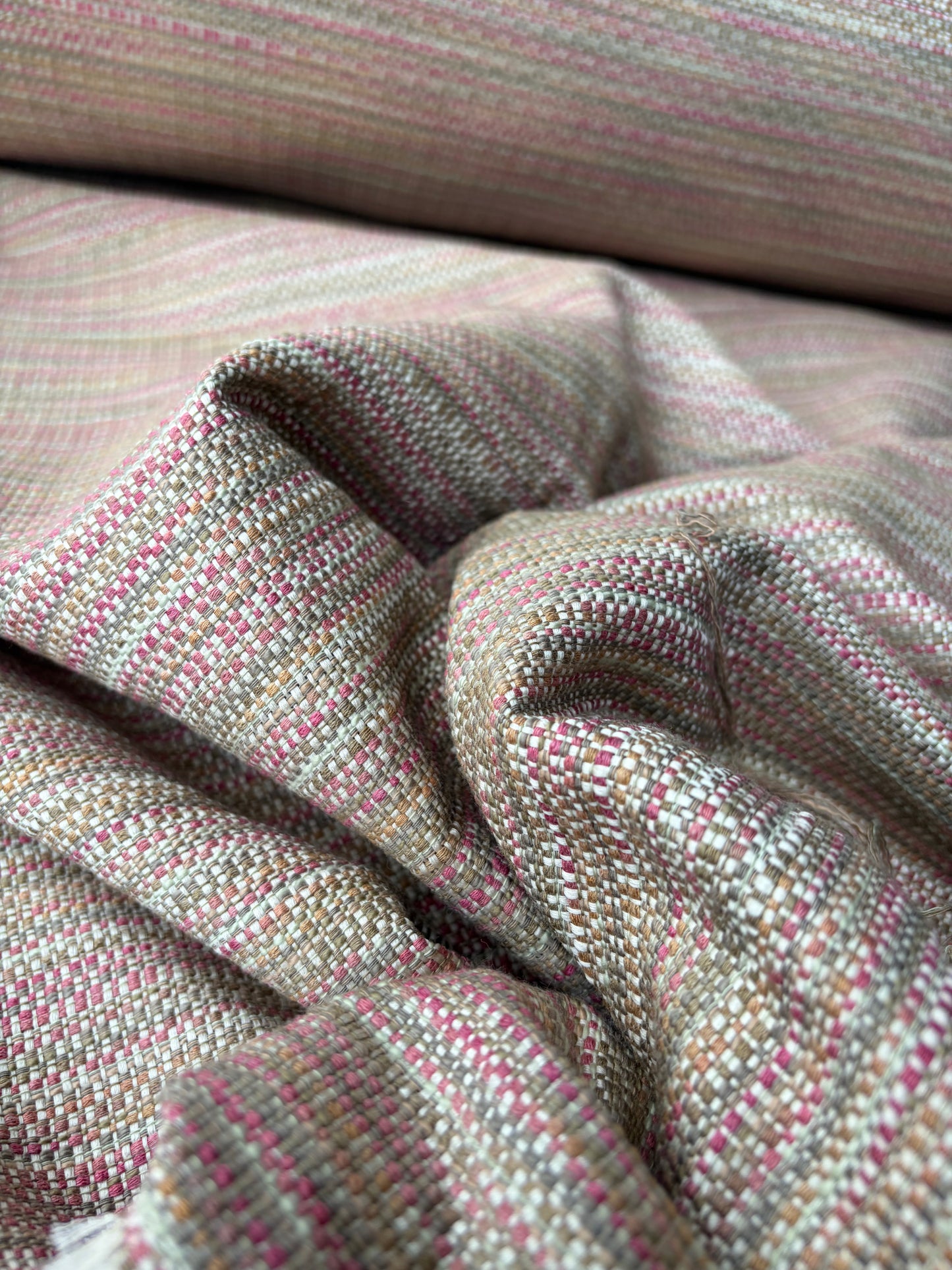 PC AMBRE 018 striped jacquard sand/soft pink