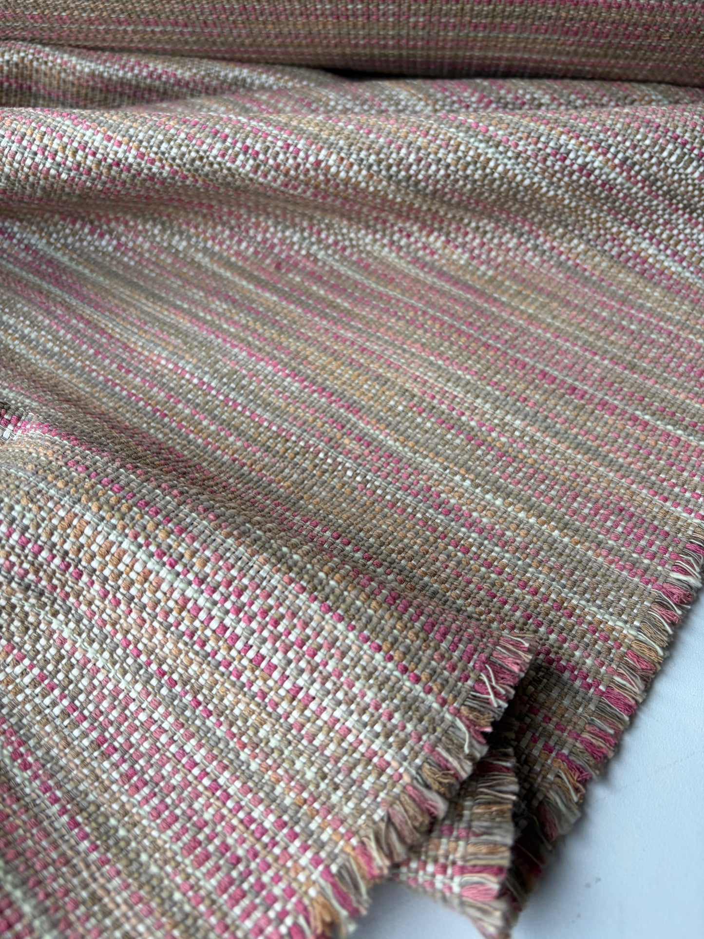 PC AMBRE 018 striped jacquard sand/soft pink