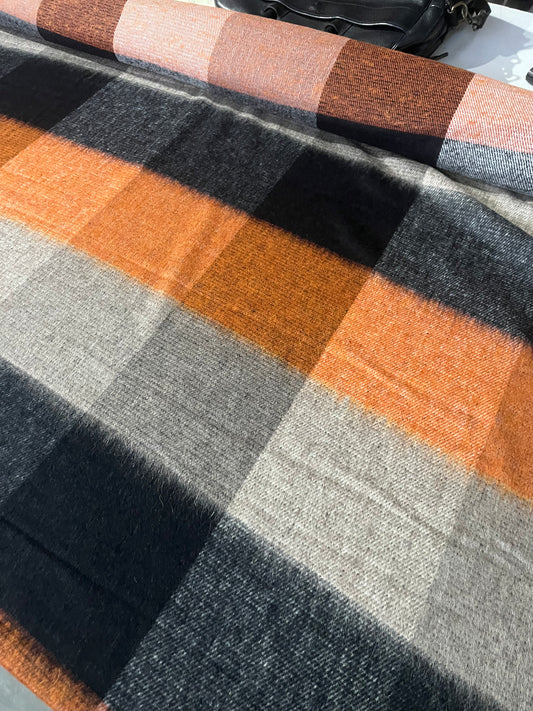 CLEO 021  wool check black/orange/greige