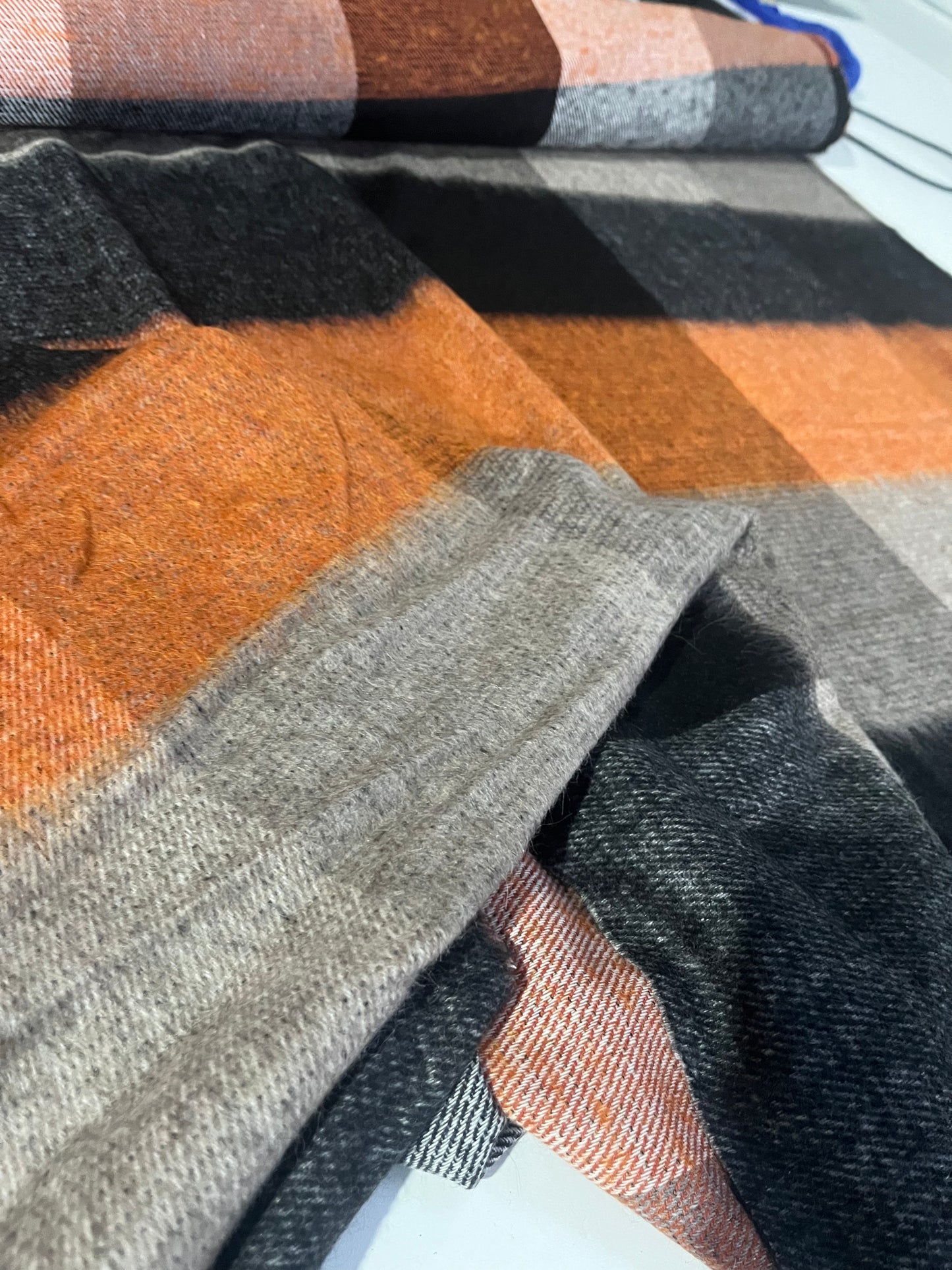 CLEO 021  wool check black/orange/greige