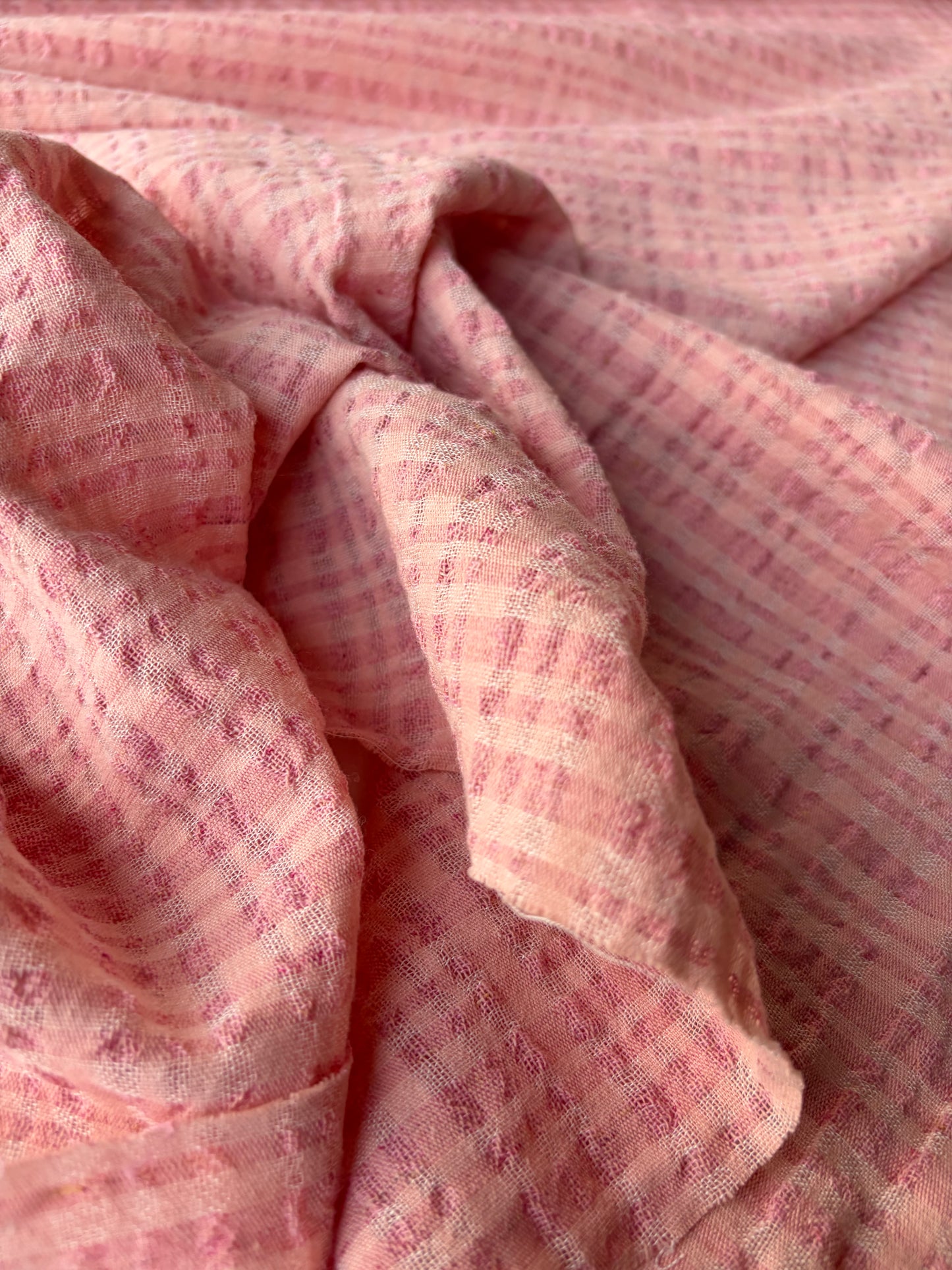 LC AMBRE 020 cotton seersucker check old pink
