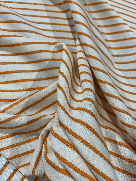 LUCILLE 006 iwhite/orange lurex striped French Terry