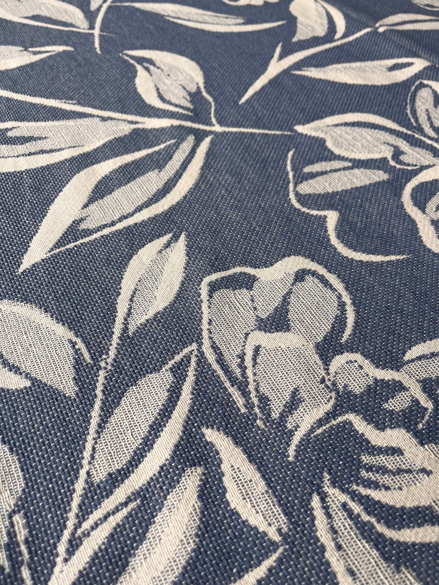 CELIA 030 cot jacquard big flowers blue/ecru