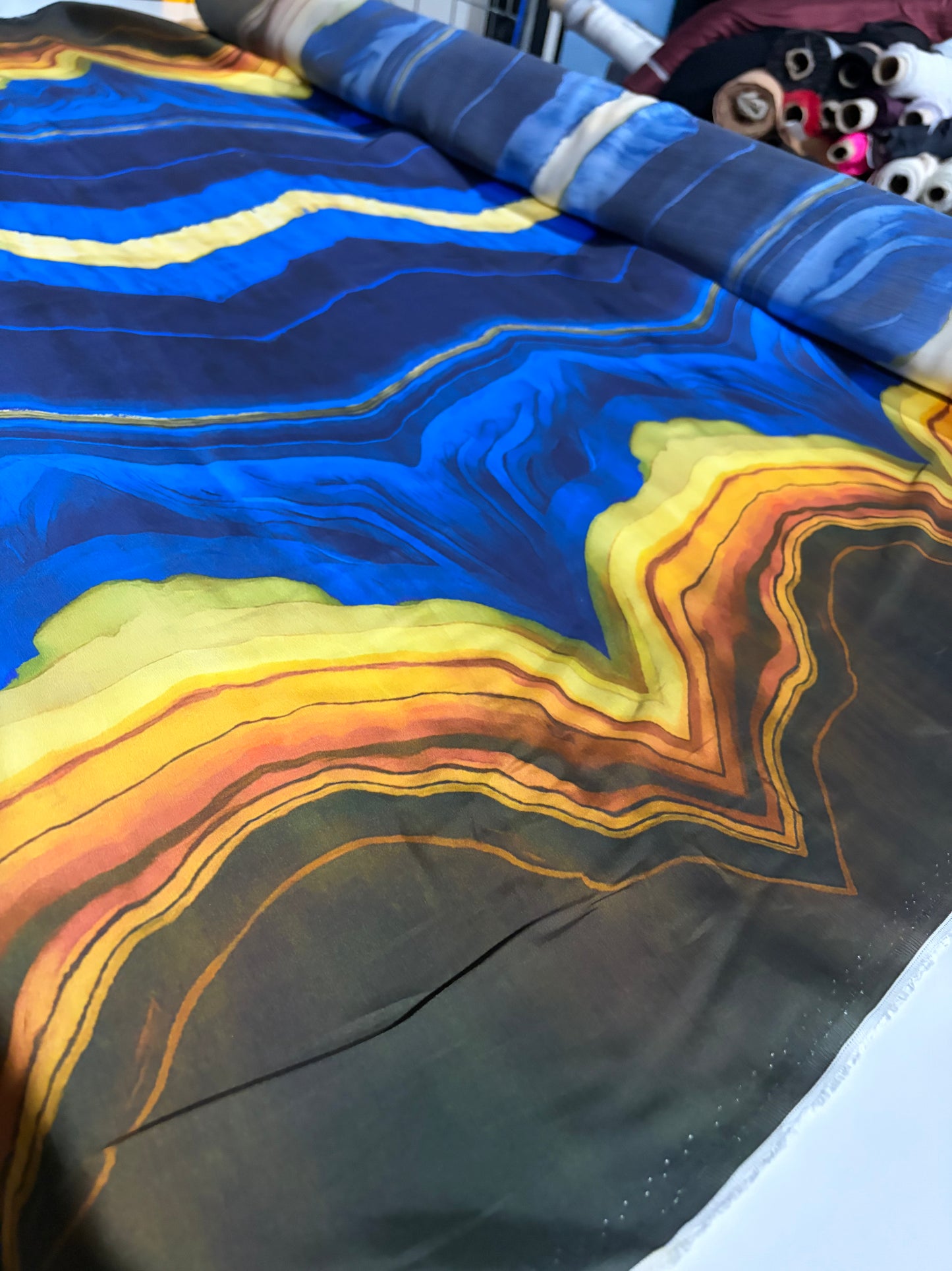 KRUSTY 009 cobalt double border viscose satin