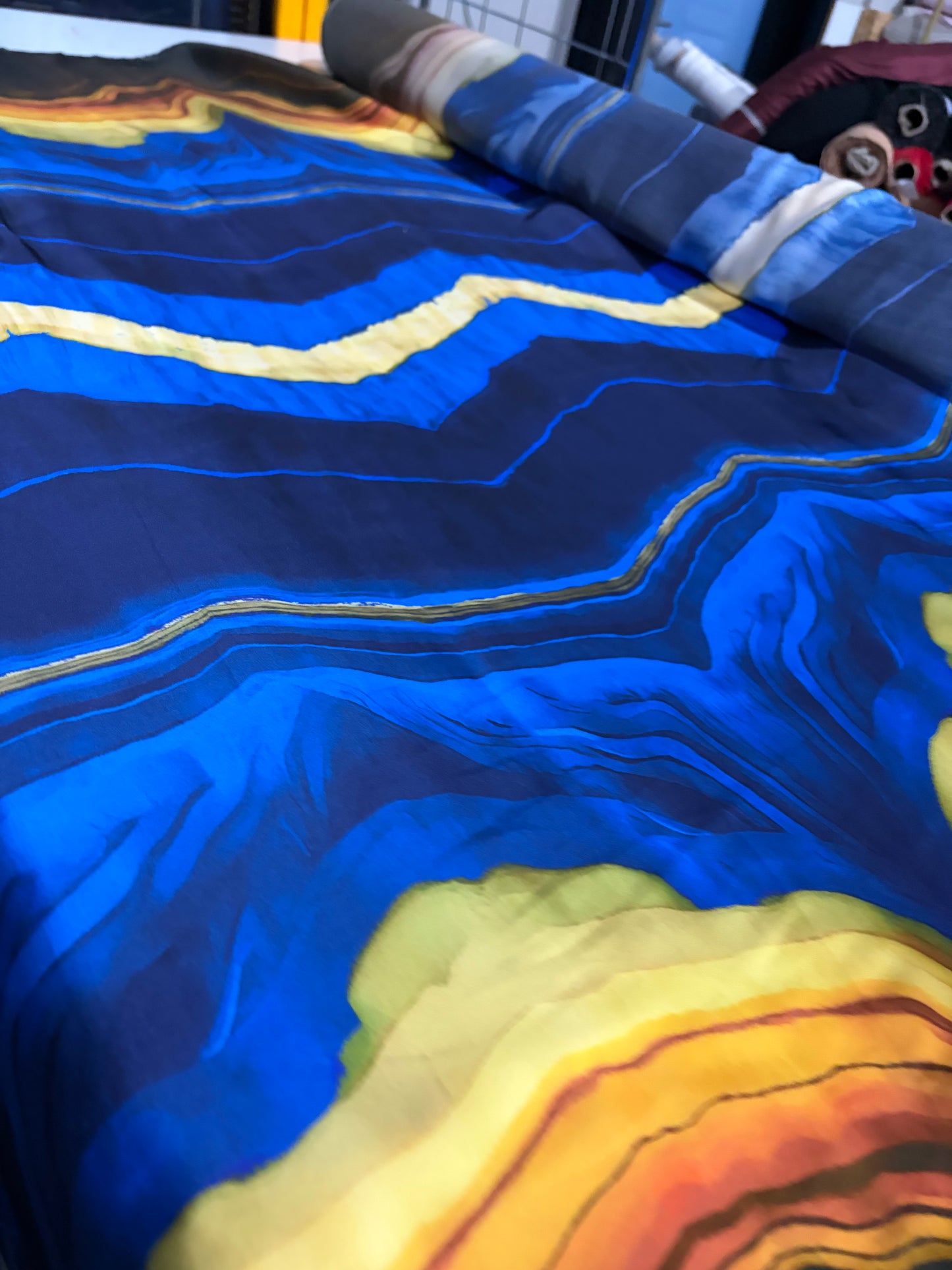 KRUSTY 009 cobalt double border viscose satin