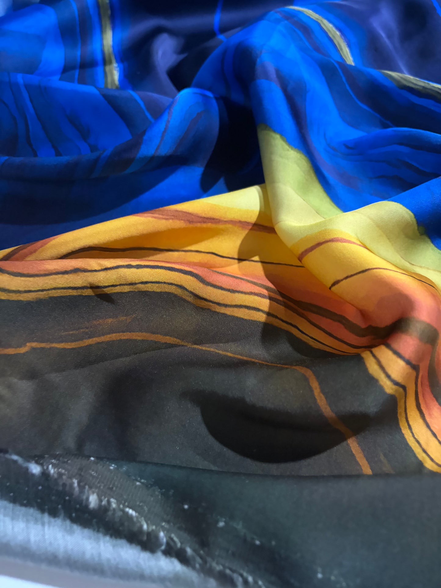 KRUSTY 009 cobalt double border viscose satin
