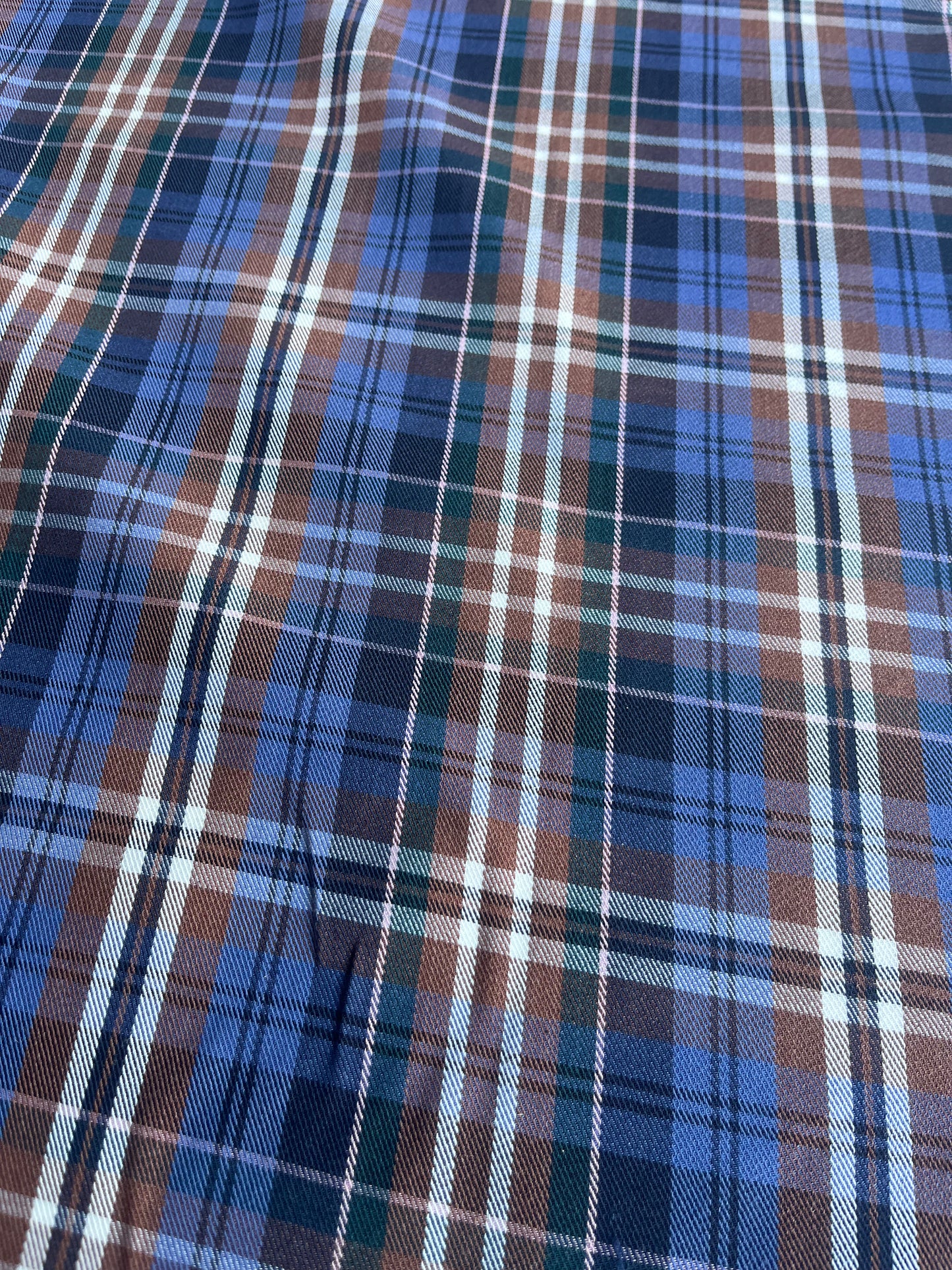 TANIA 003 colour woven stretch check indigo/brown