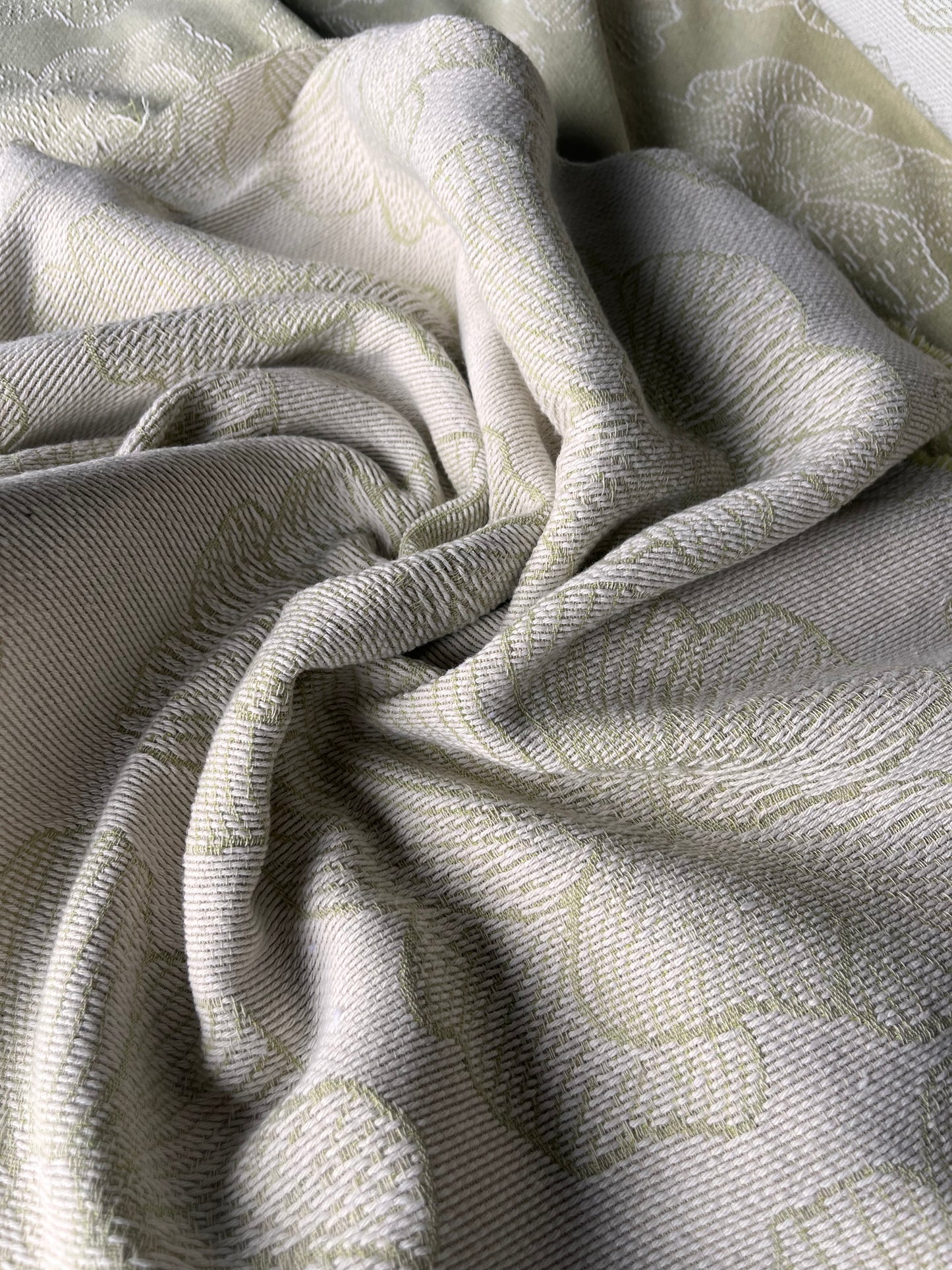 CELIA 029 cot jacquard big flowers sage/ecru