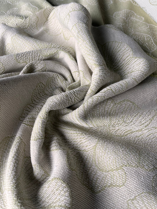 CELIA 029 cot jacquard big flowers sage/ecru