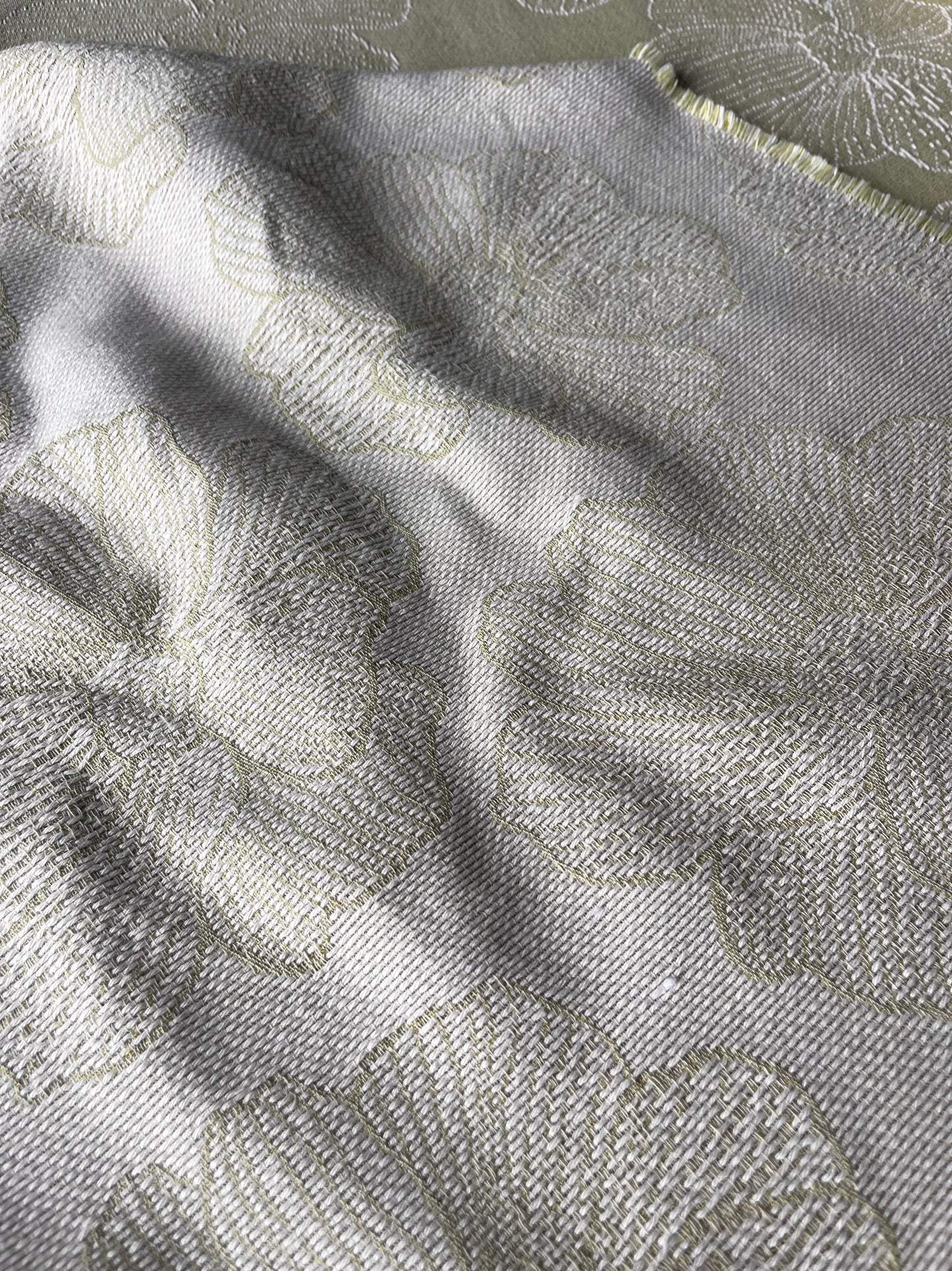 CELIA 029 cot jacquard big flowers sage/ecru