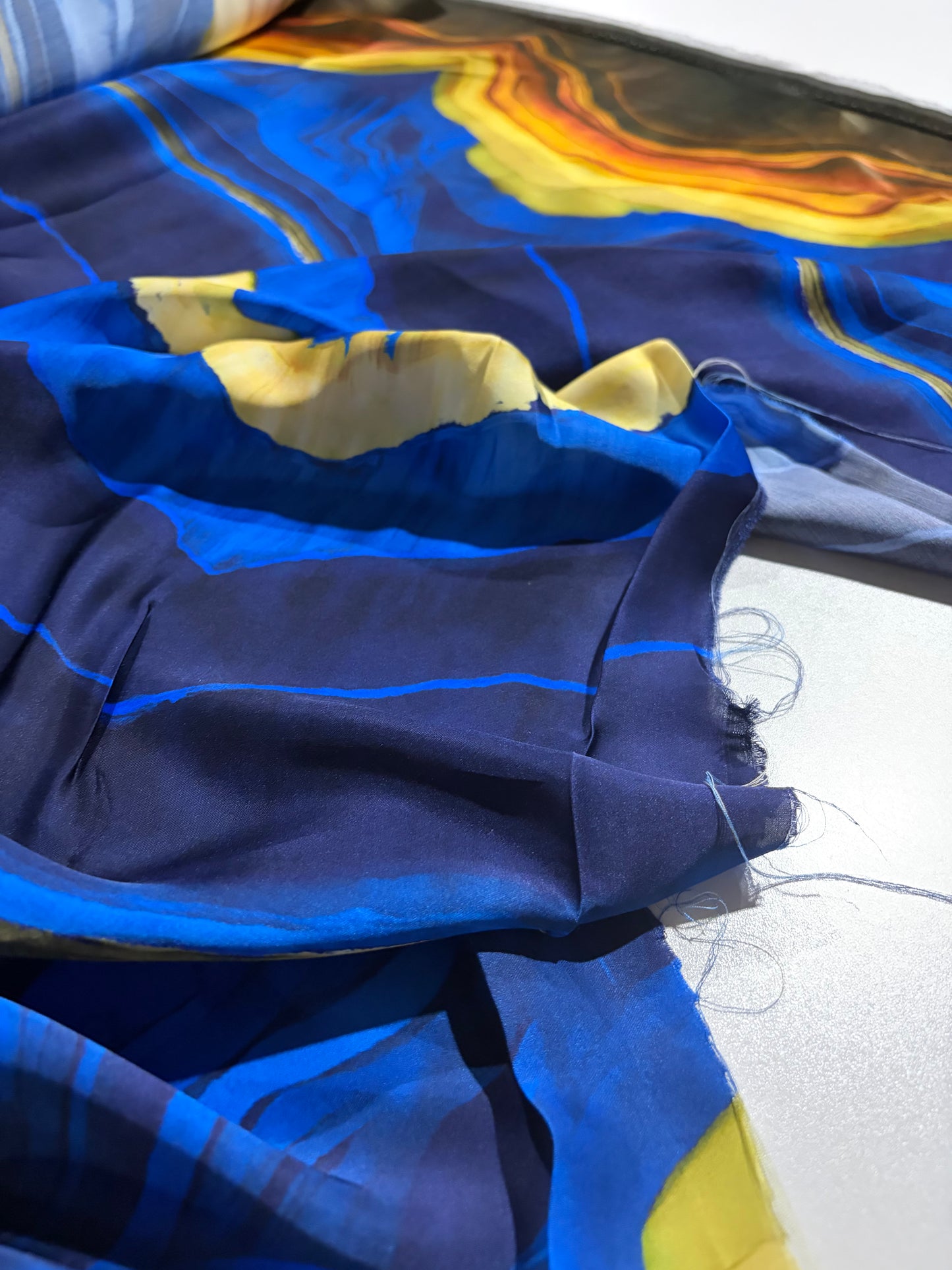 KRUSTY 009 cobalt double border viscose satin