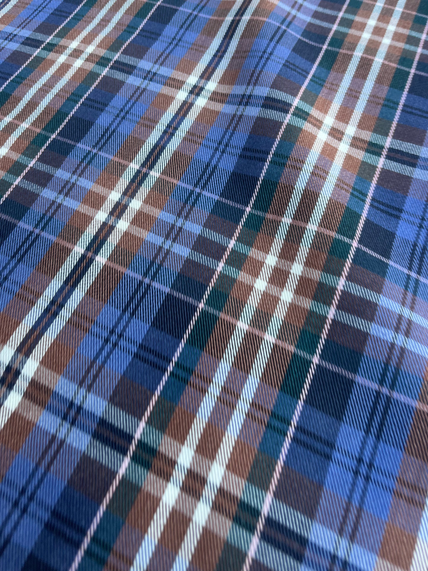 TANIA 003 colour woven stretch check indigo/brown