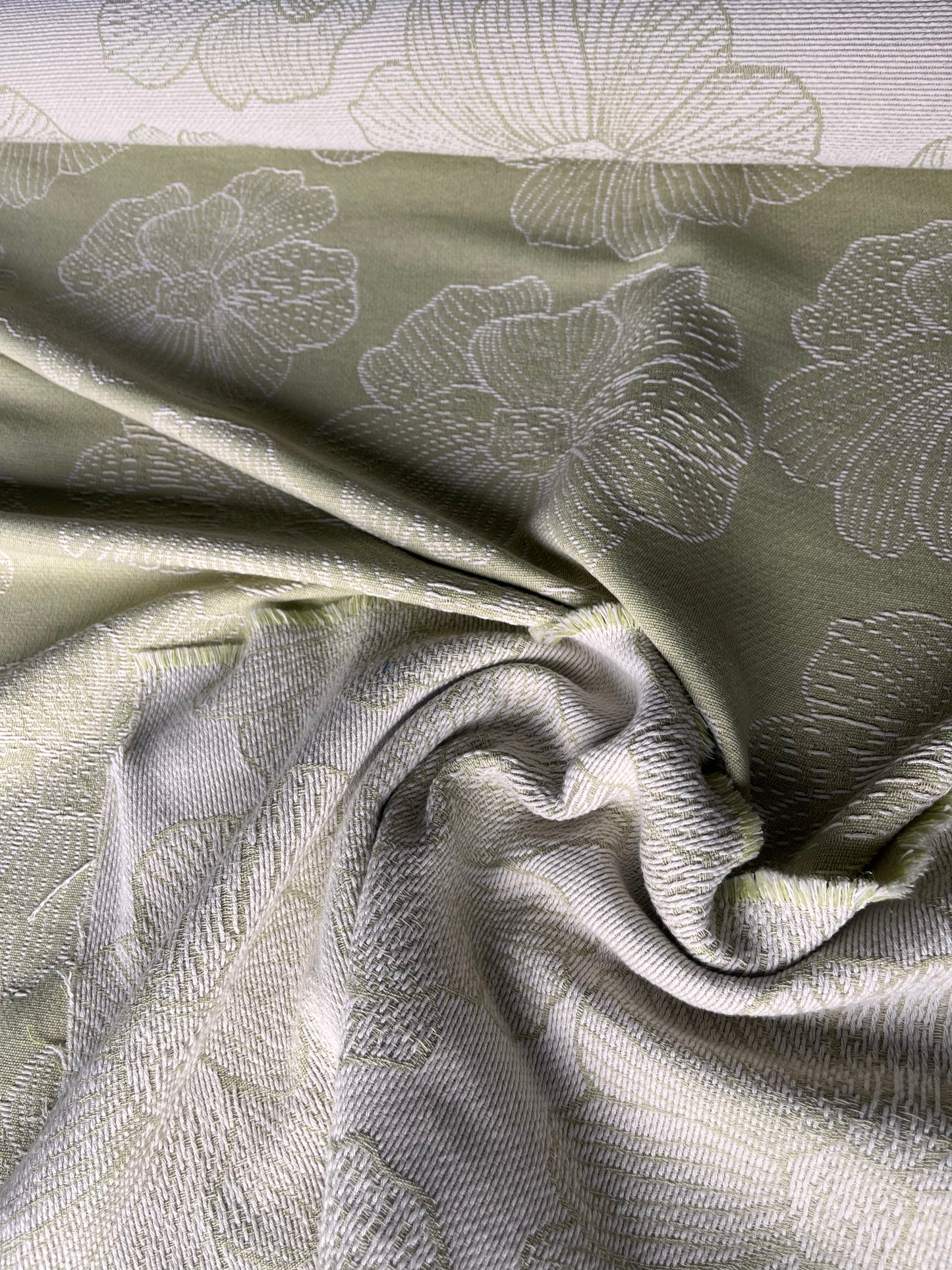 CELIA 029 cot jacquard big flowers sage/ecru