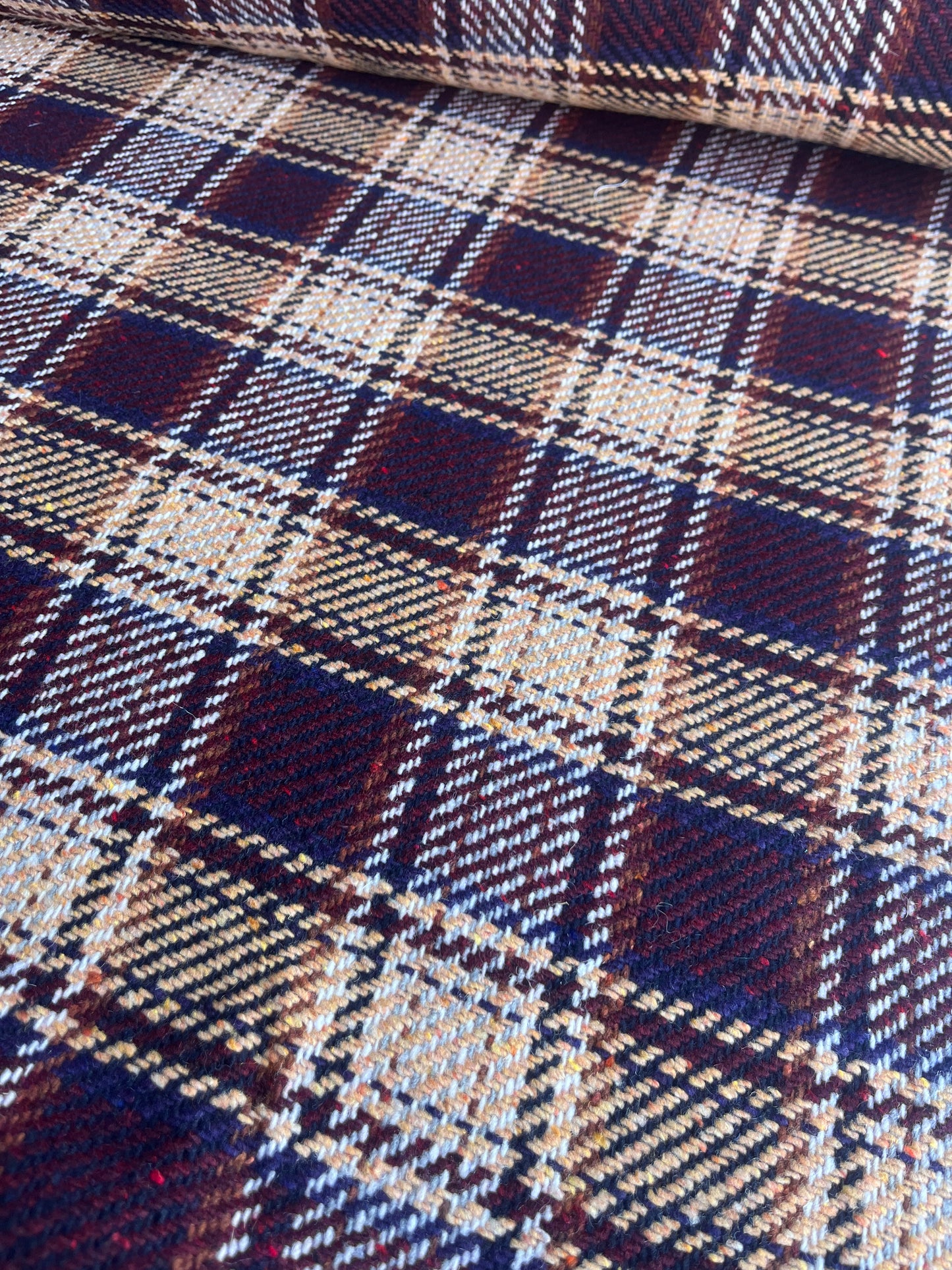 TANIA 004 wool check nvy/brown/sand