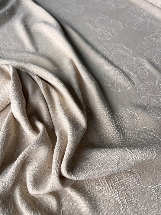 CELIA 028 cot jacquard big flowers beige/ecru