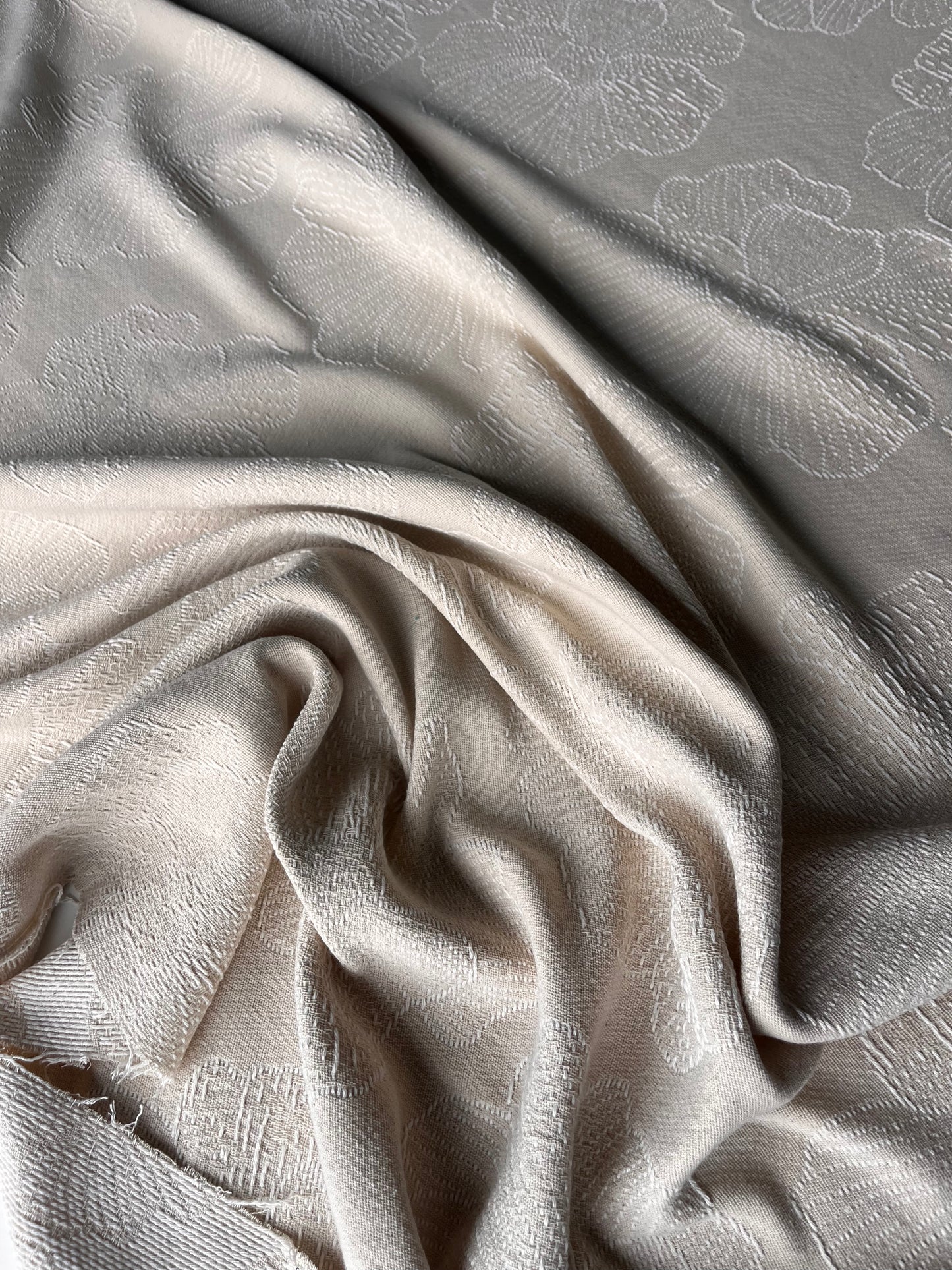 CELIA 028 cot jacquard big flowers beige/ecru
