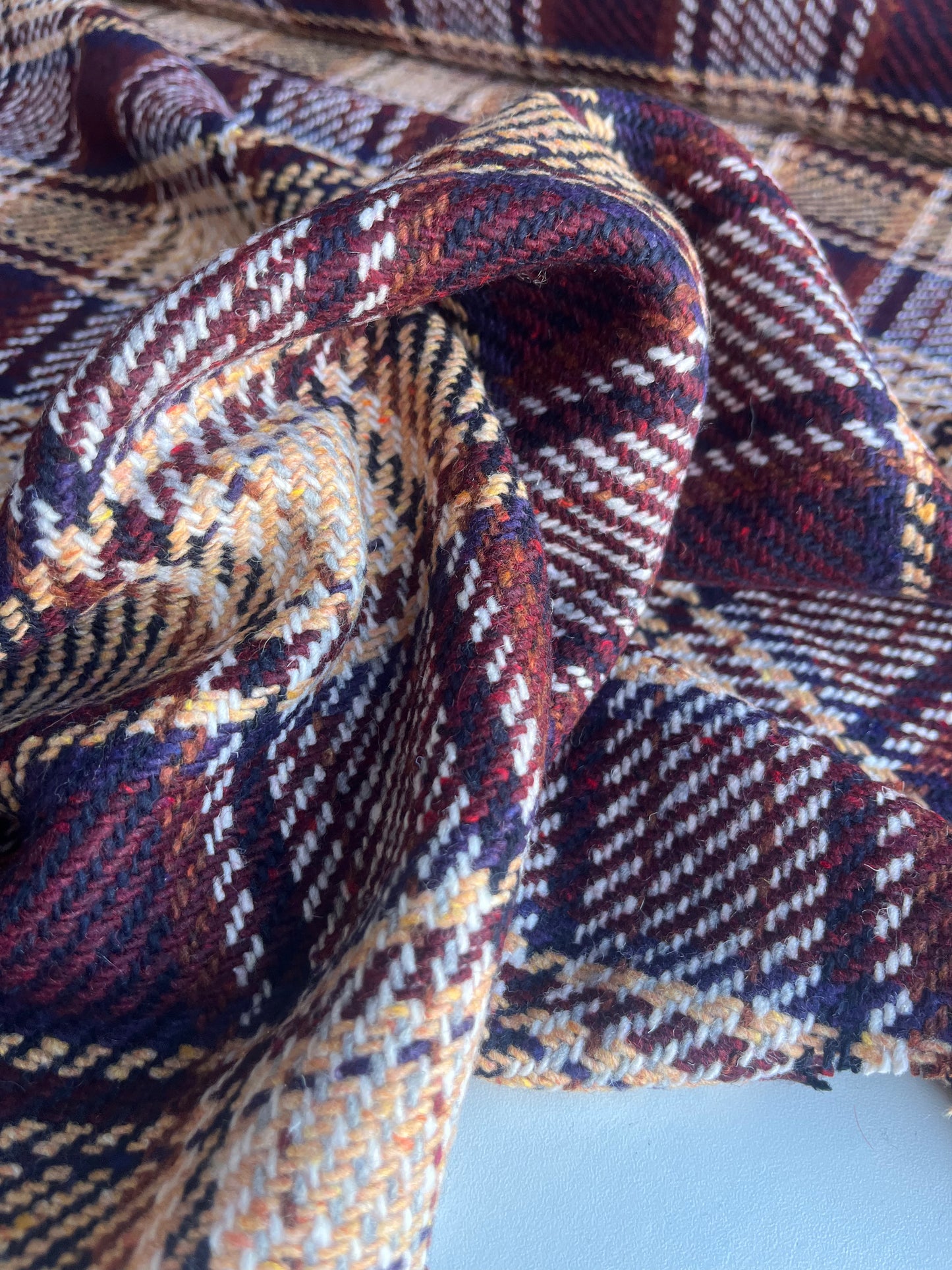 TANIA 004 wool check nvy/brown/sand