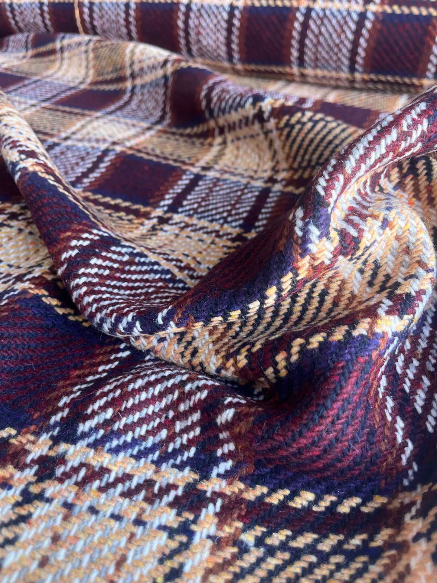 TANIA 004 wool check nvy/brown/sand