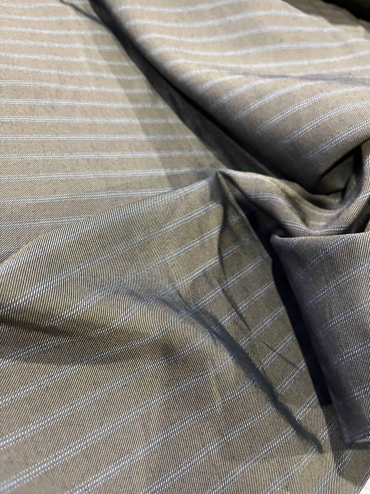 PC LUCILLE 019 striped suiting fabric cognac colour
