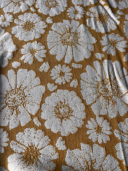 CELIA 027 cot jacquard big flowers warm yellow/ecru