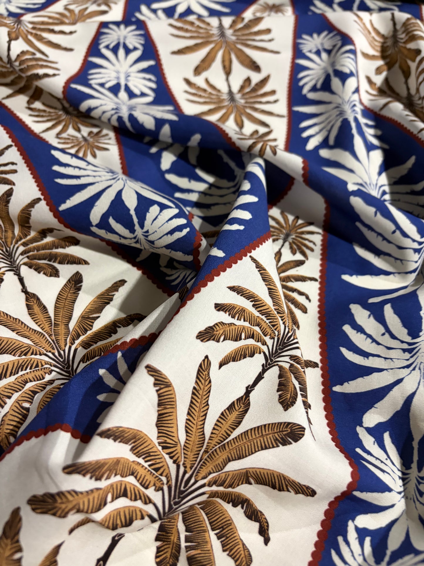 KRUSTY 011 blue/sand palmtrees  viscose