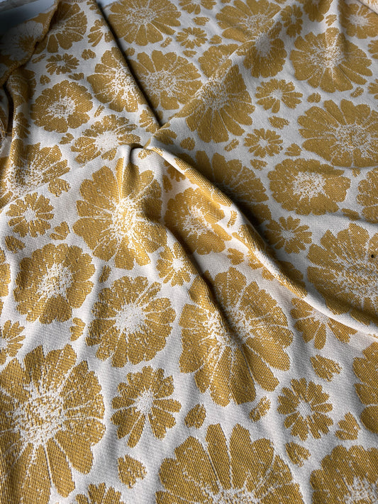 CELIA 027 cot jacquard big flowers warm yellow/ecru
