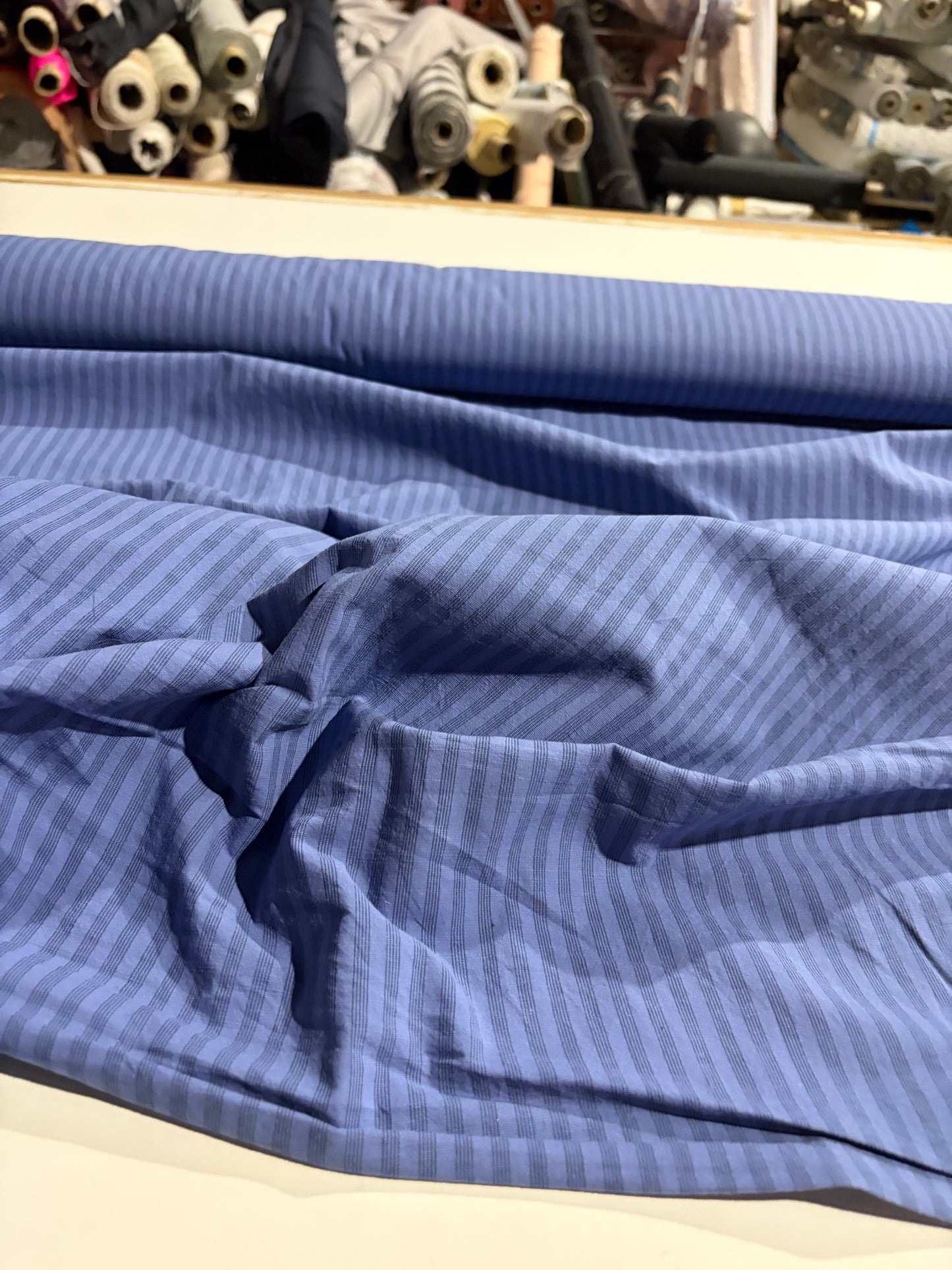 KRUSTY 012 indigo washed  colourwoven cotton stripes