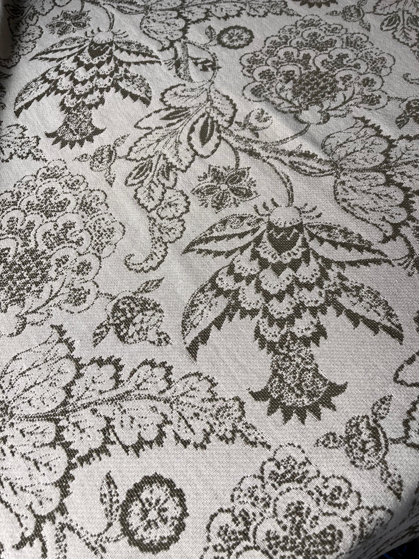 CELIA 026 cot jacquard ornmental flowers  khaky/ecru