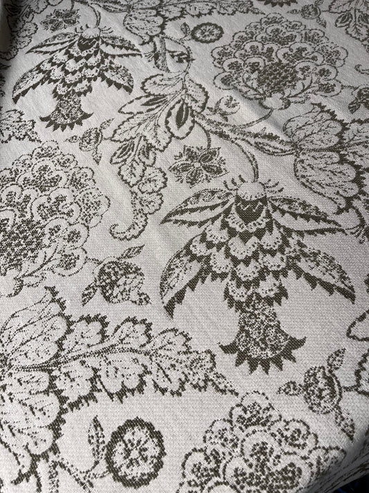 CELIA 026 cot jacquard ornmental flowers  khaky/ecru