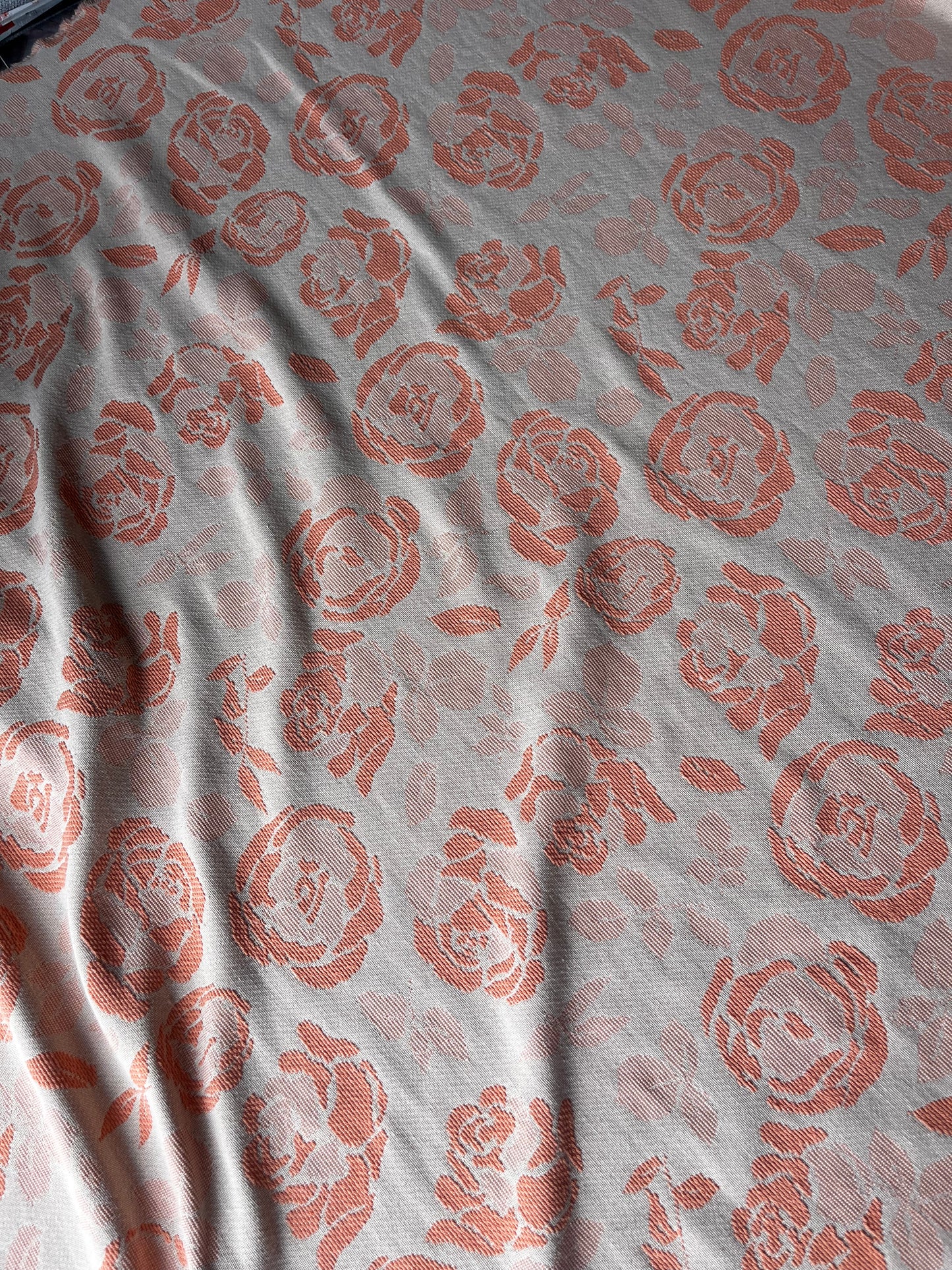 CELIA 025 cot jacquard with Roses saumon/ecru
