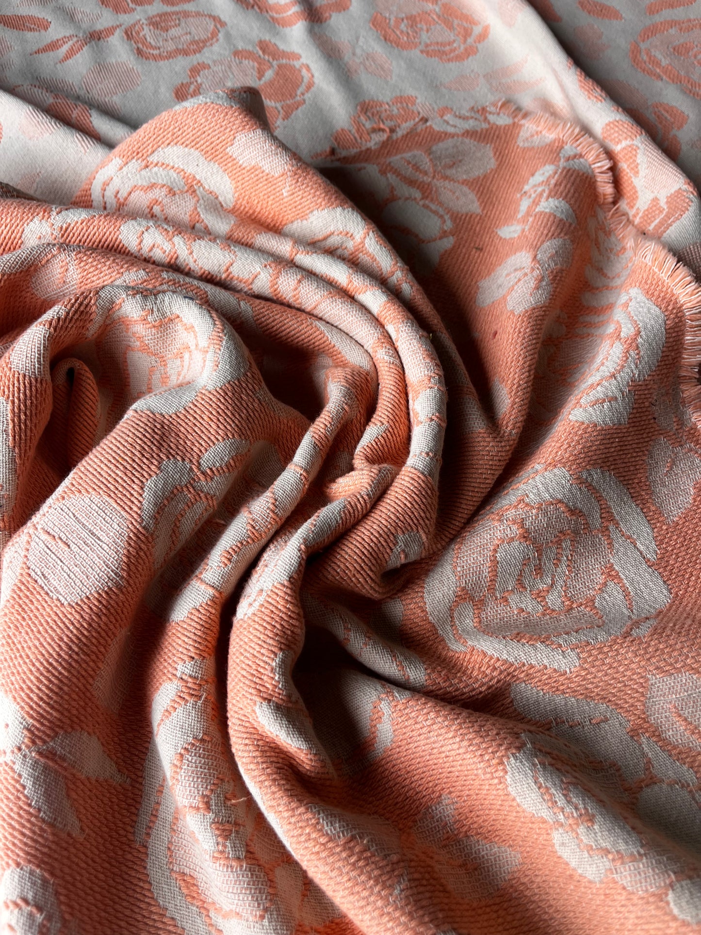 CELIA 025 cot jacquard with Roses saumon/ecru