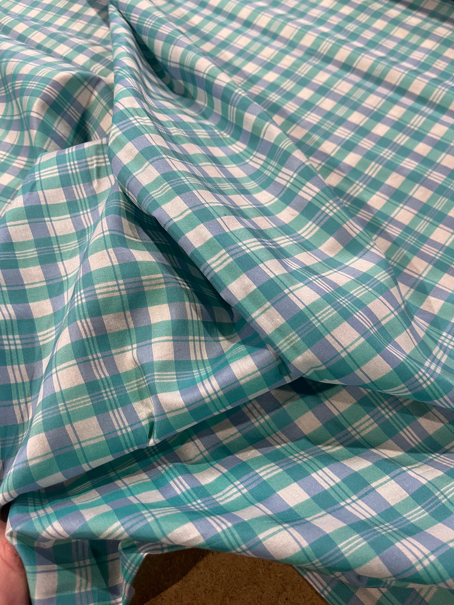 LUCILLE 023 cotton check aqua/blue