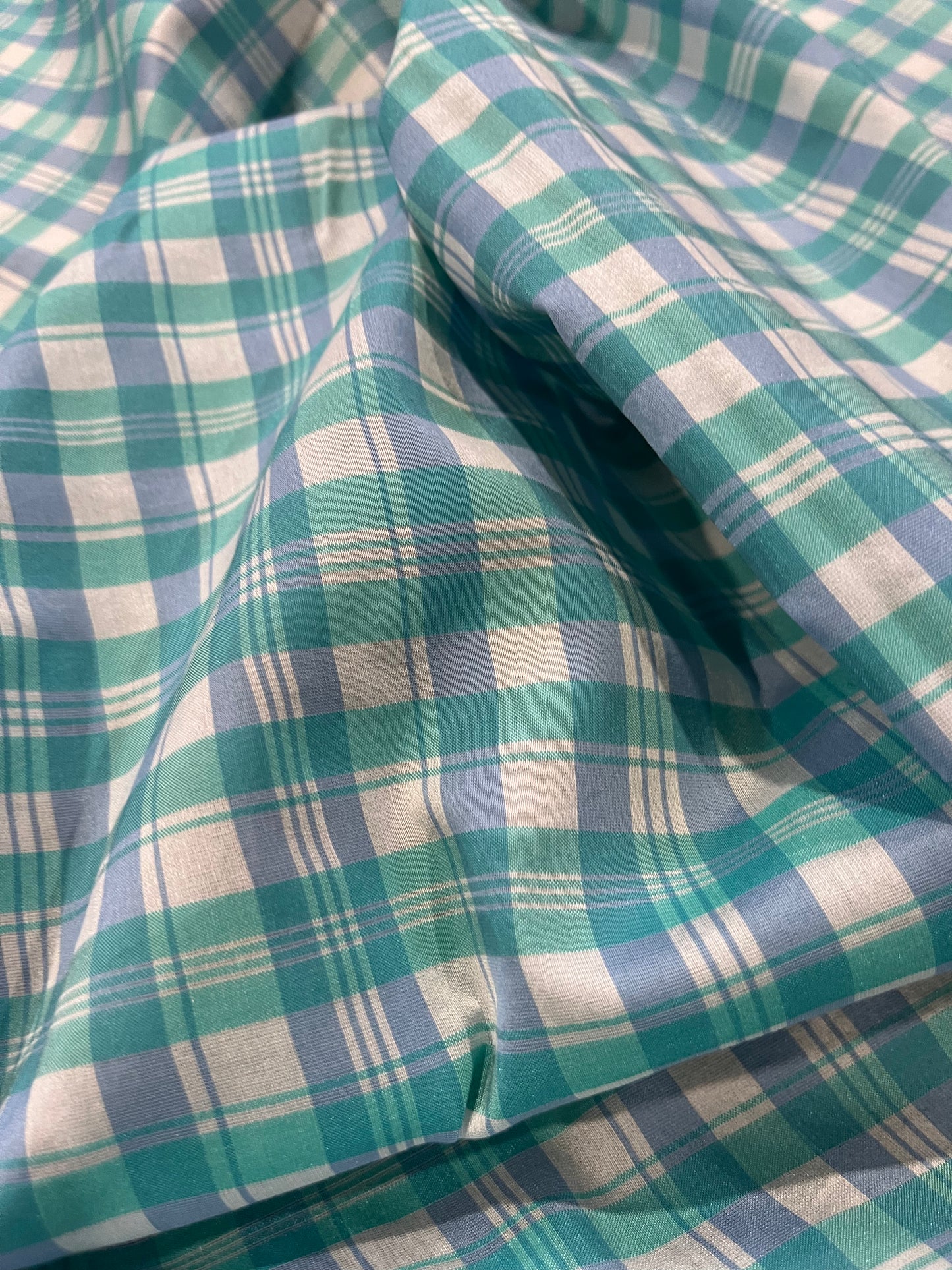 LUCILLE 023 cotton check aqua/blue
