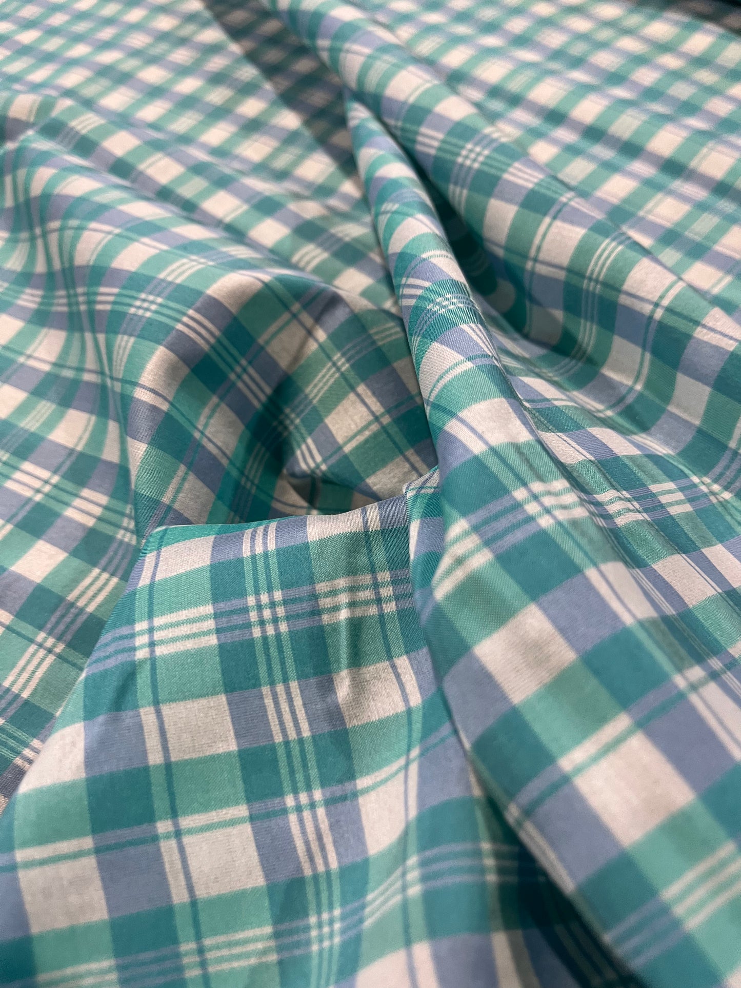 LUCILLE 023 cotton check aqua/blue