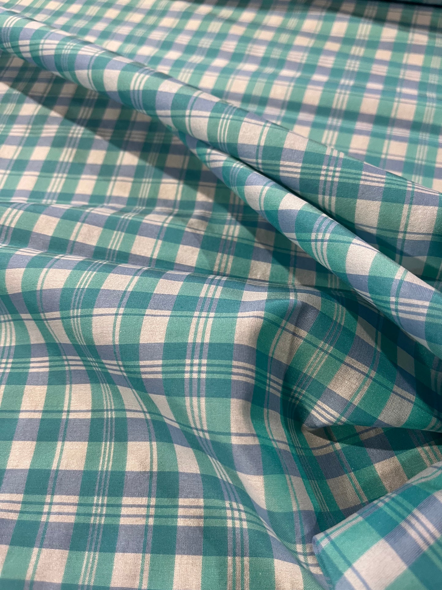 LUCILLE 023 cotton check aqua/blue