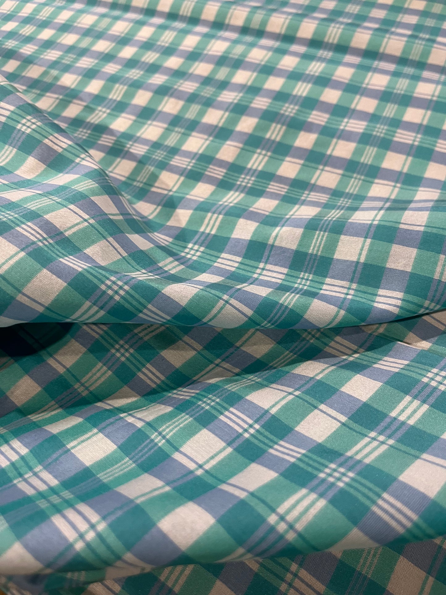 LUCILLE 023 cotton check aqua/blue