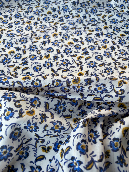 ANDREA 018 cotton voile "the lurex striped indigo flowers edit"