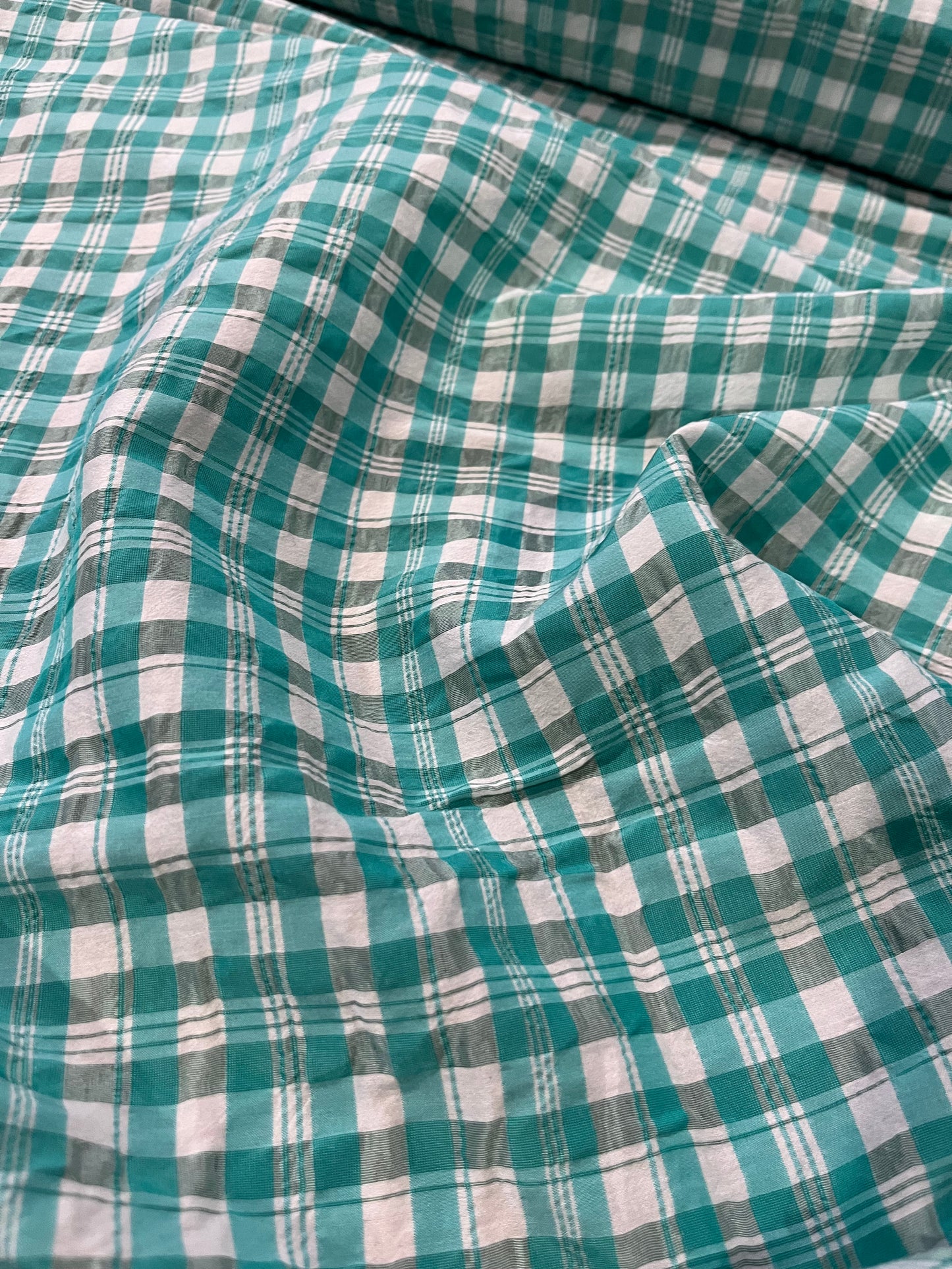 LUCILLE 025 lightweight check aqua/white