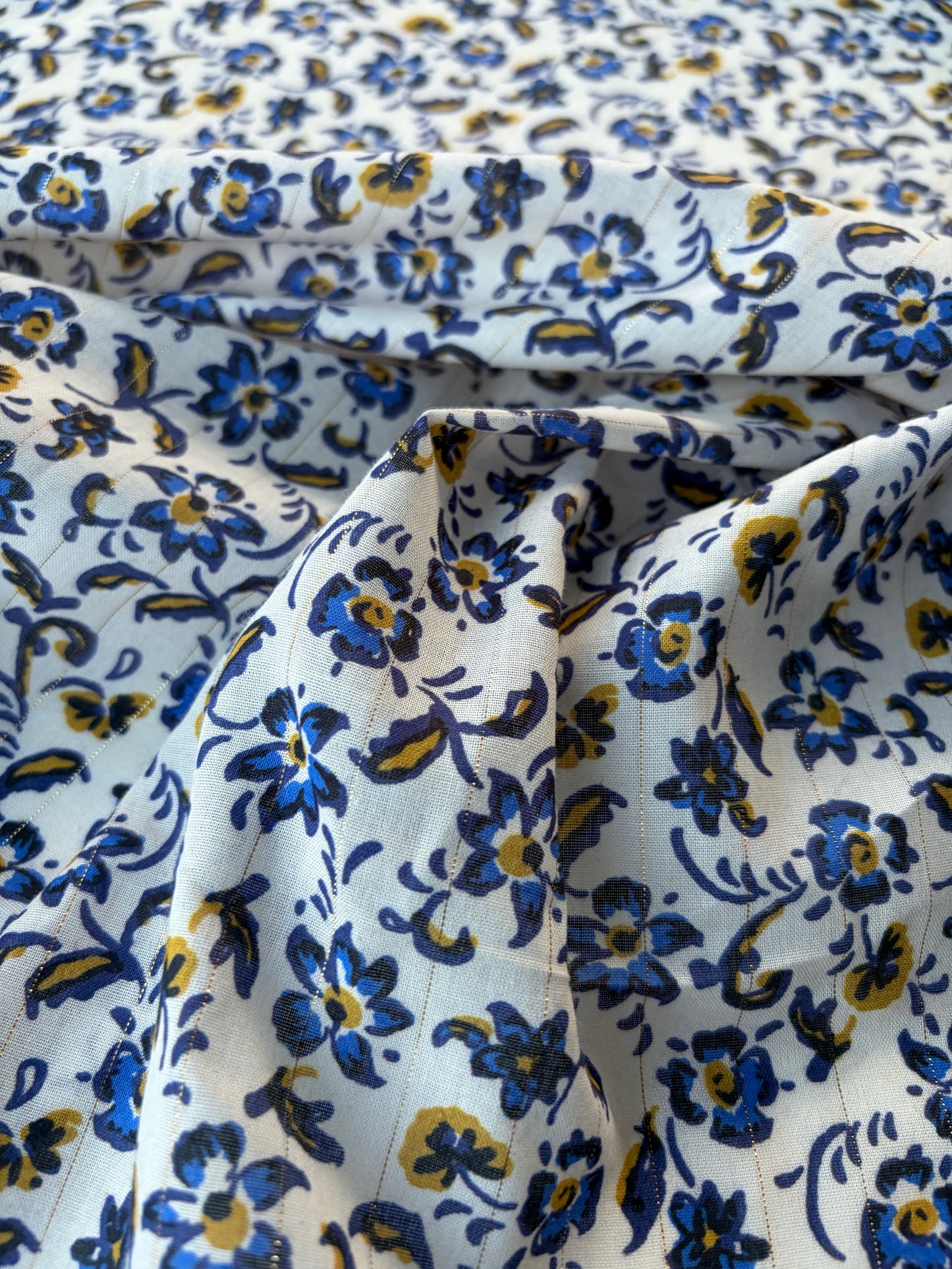 ANDREA 018 cotton voile "the lurex striped indigo flowers edit"