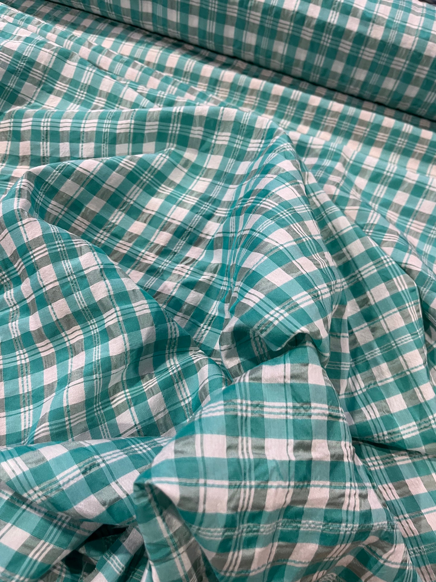 LUCILLE 025 lightweight check aqua/white