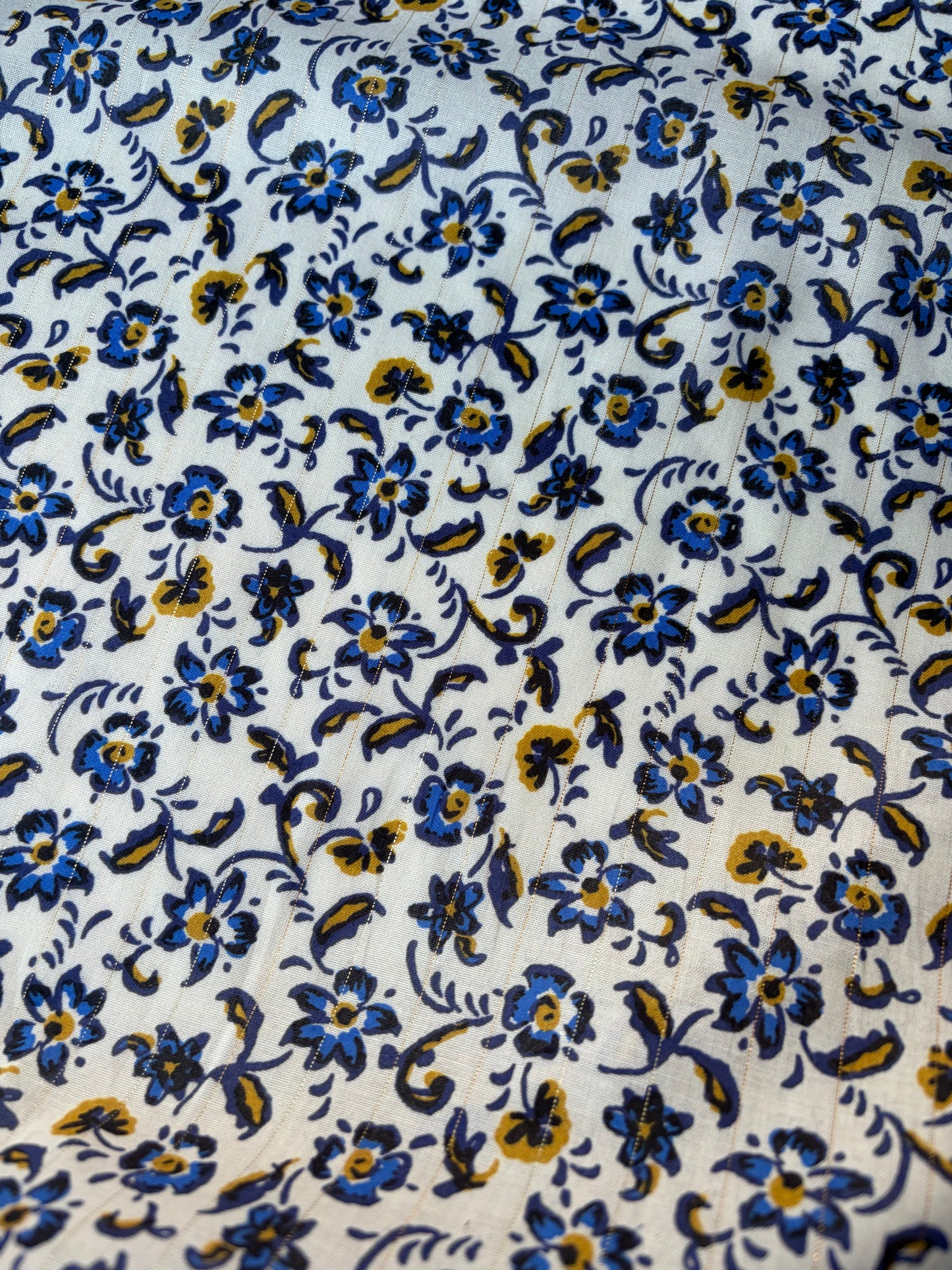 ANDREA 018 cotton voile "the lurex striped indigo flowers edit"