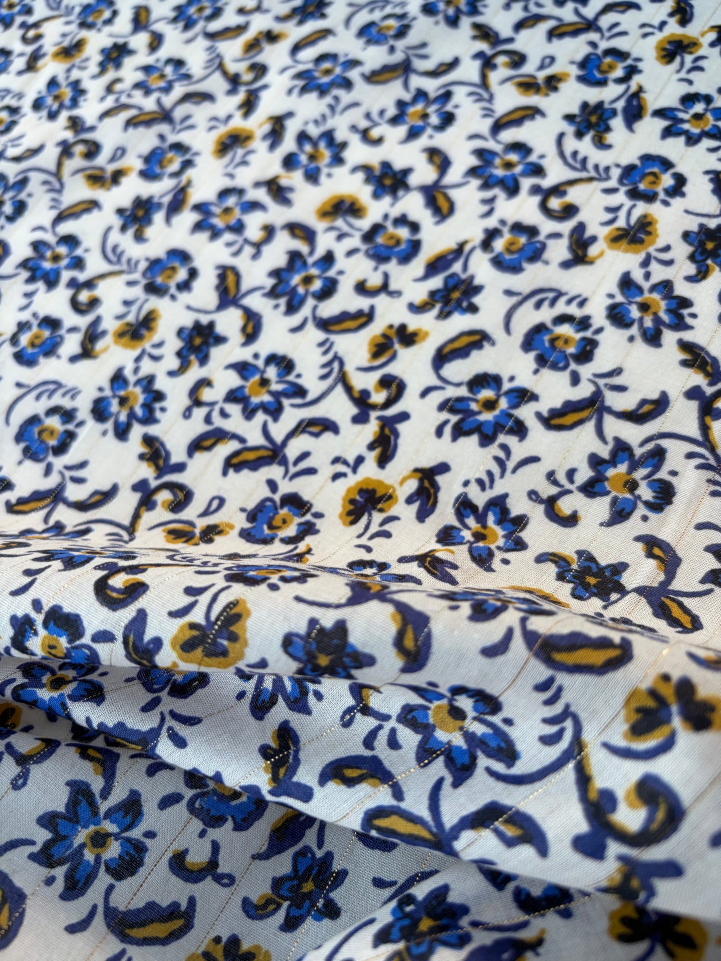 ANDREA 018 cotton voile "the lurex striped indigo flowers edit"