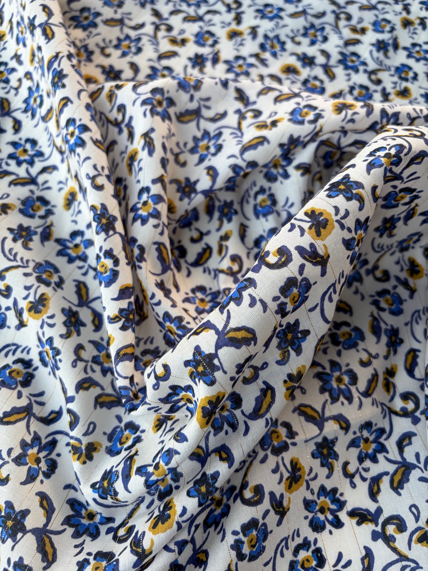 ANDREA 018 cotton voile "the lurex striped indigo flowers edit"